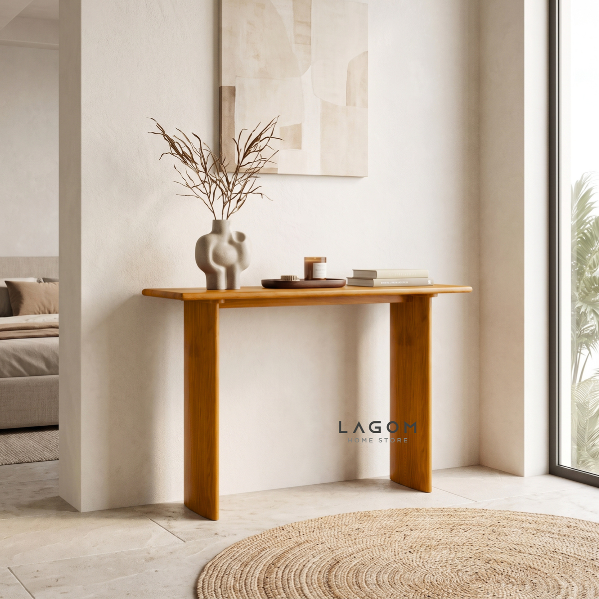 Minimalist Teak Wood Console Table