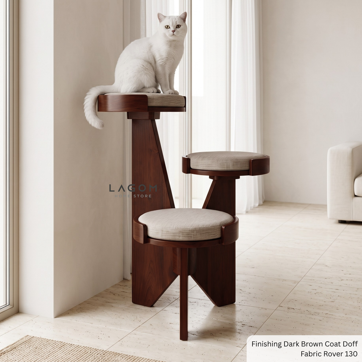3-Level Solid Teak Cat Tree