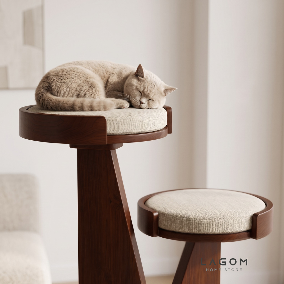 3-Level Solid Teak Cat Tree