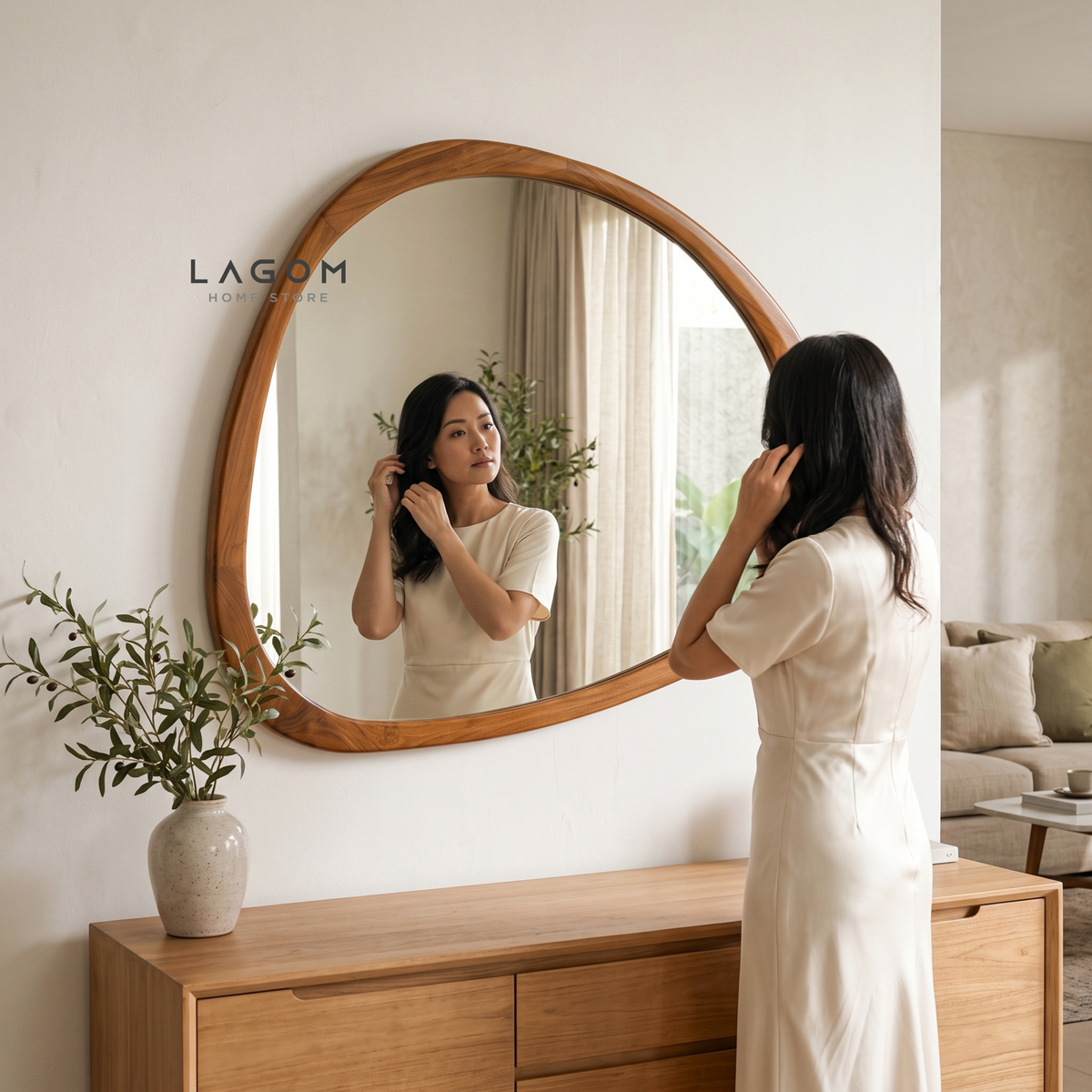 127 cm Hanging Teak Mirror | Timeless Design