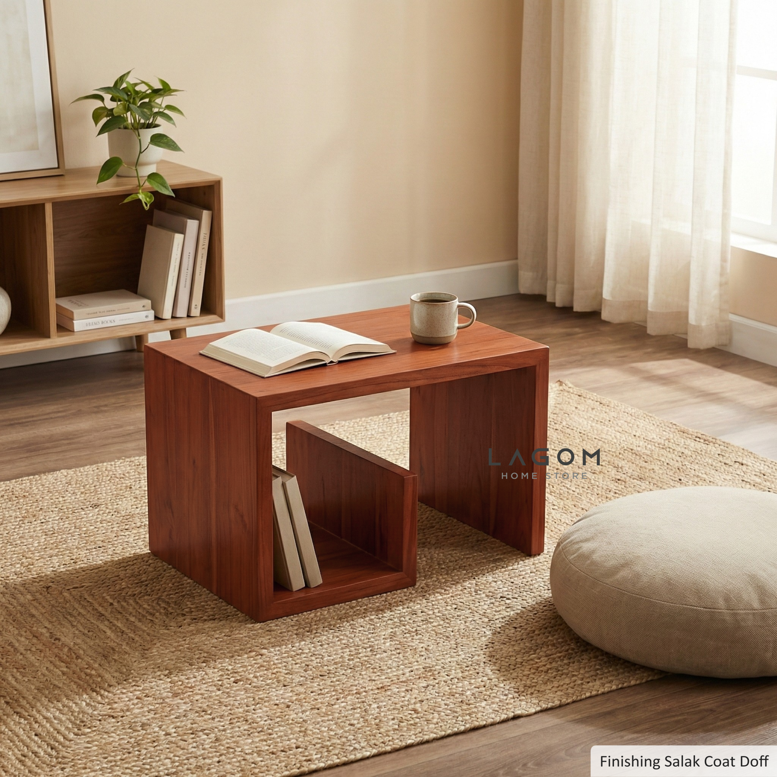Teak Geometric Side Table
