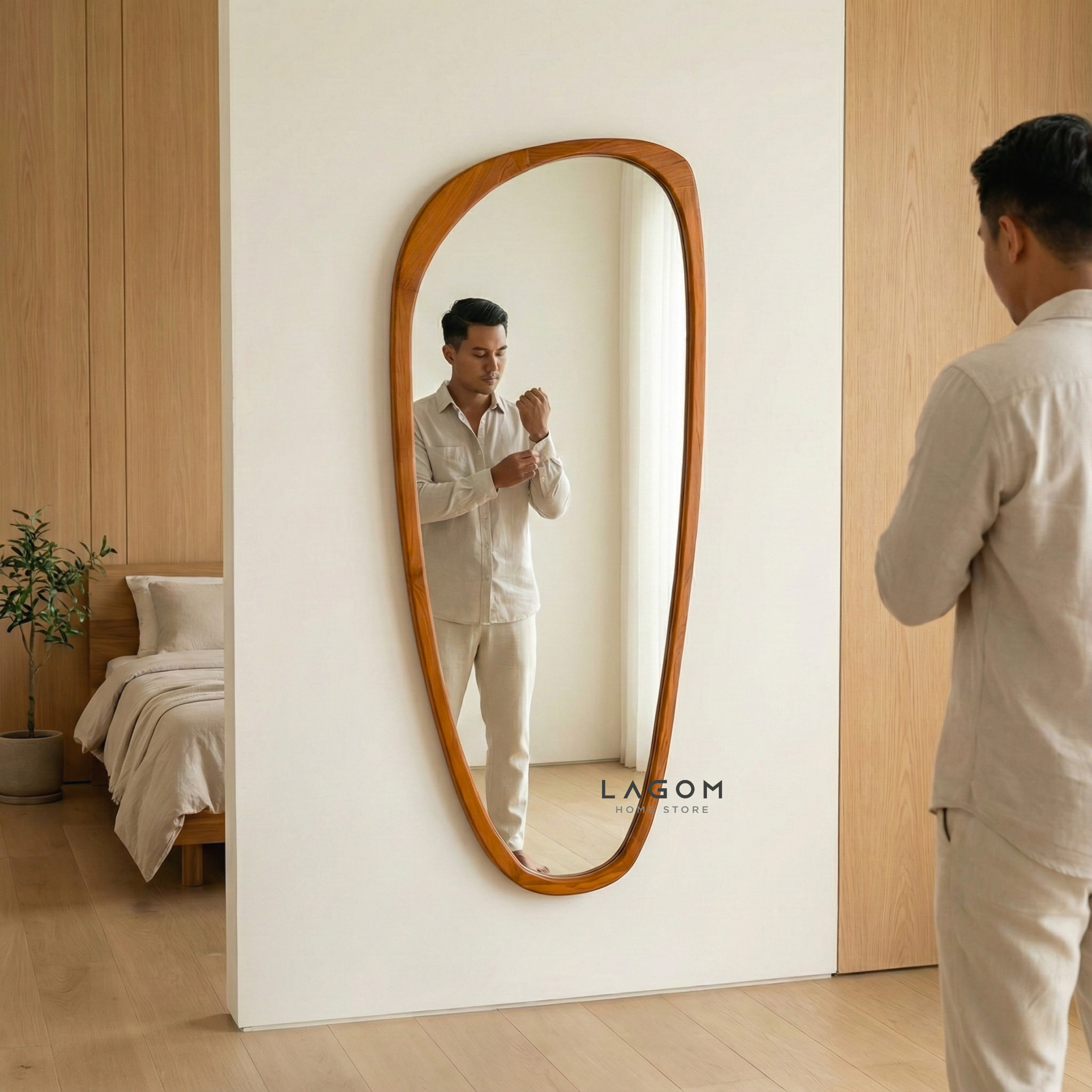 167 cm Full-Body Teak Wall Mirror Mirror Lagom Home Store Jati Furnitur Teak Furniture Jakarta