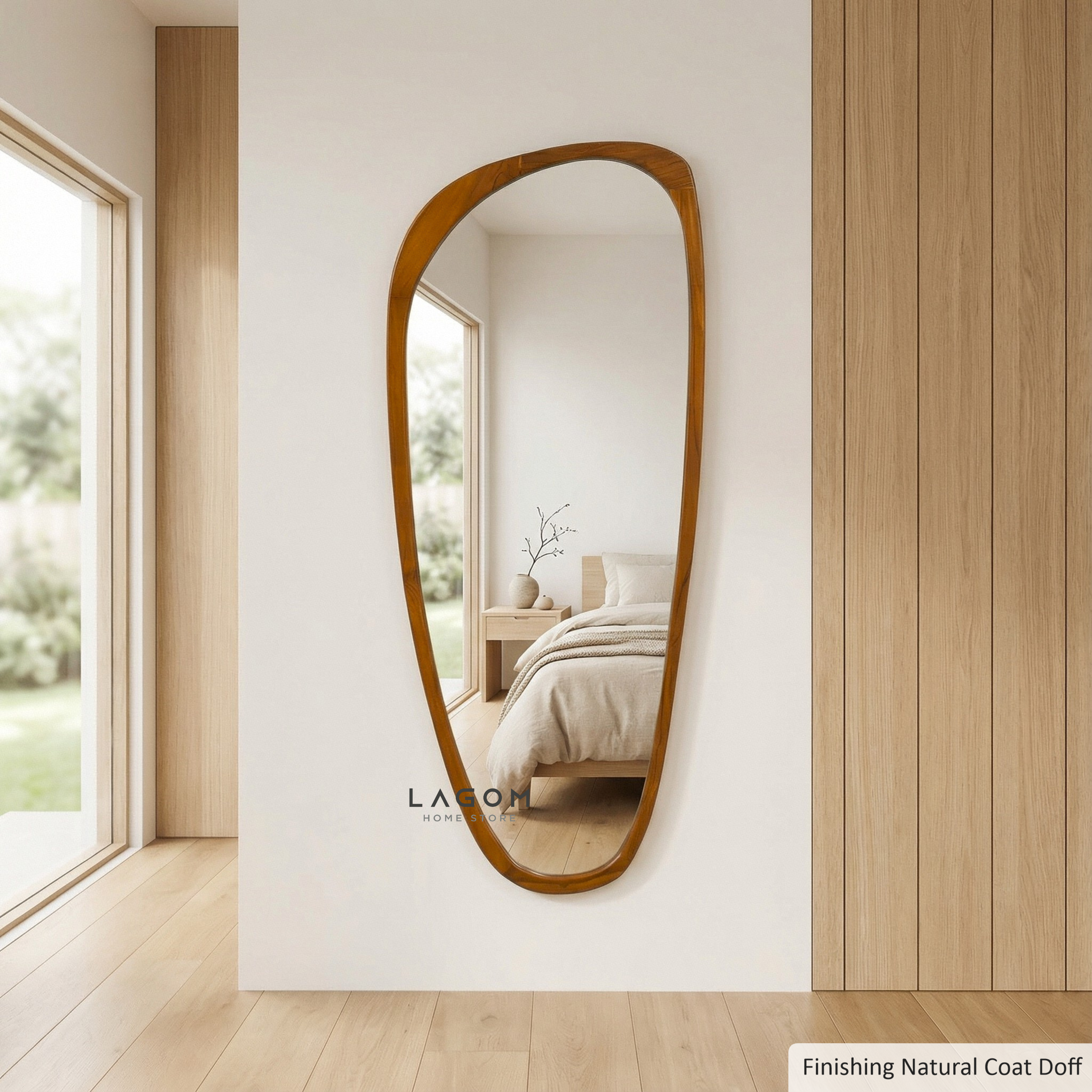 167 cm Full-Body Teak Wall Mirror Mirror Lagom Home Store Jati Furnitur Teak Furniture Jakarta