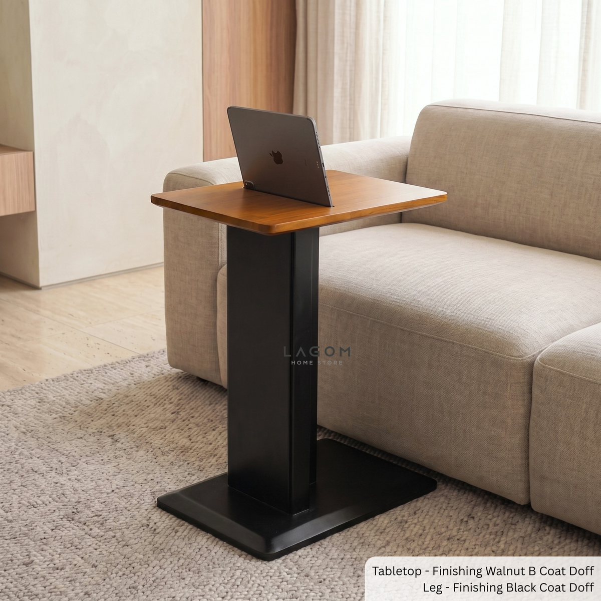Teak Side Table with Device Slot