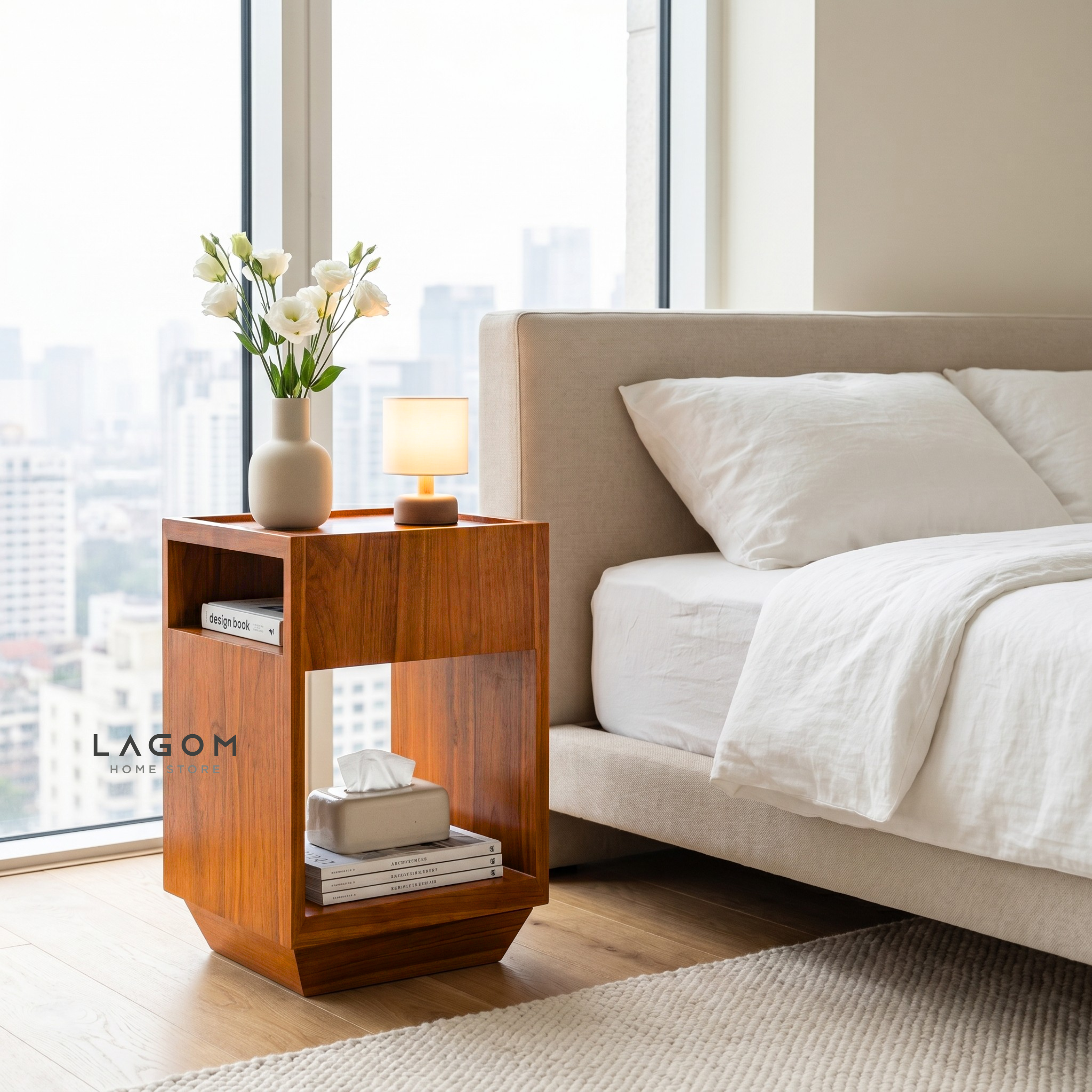 360° Rotating Teak Side Table