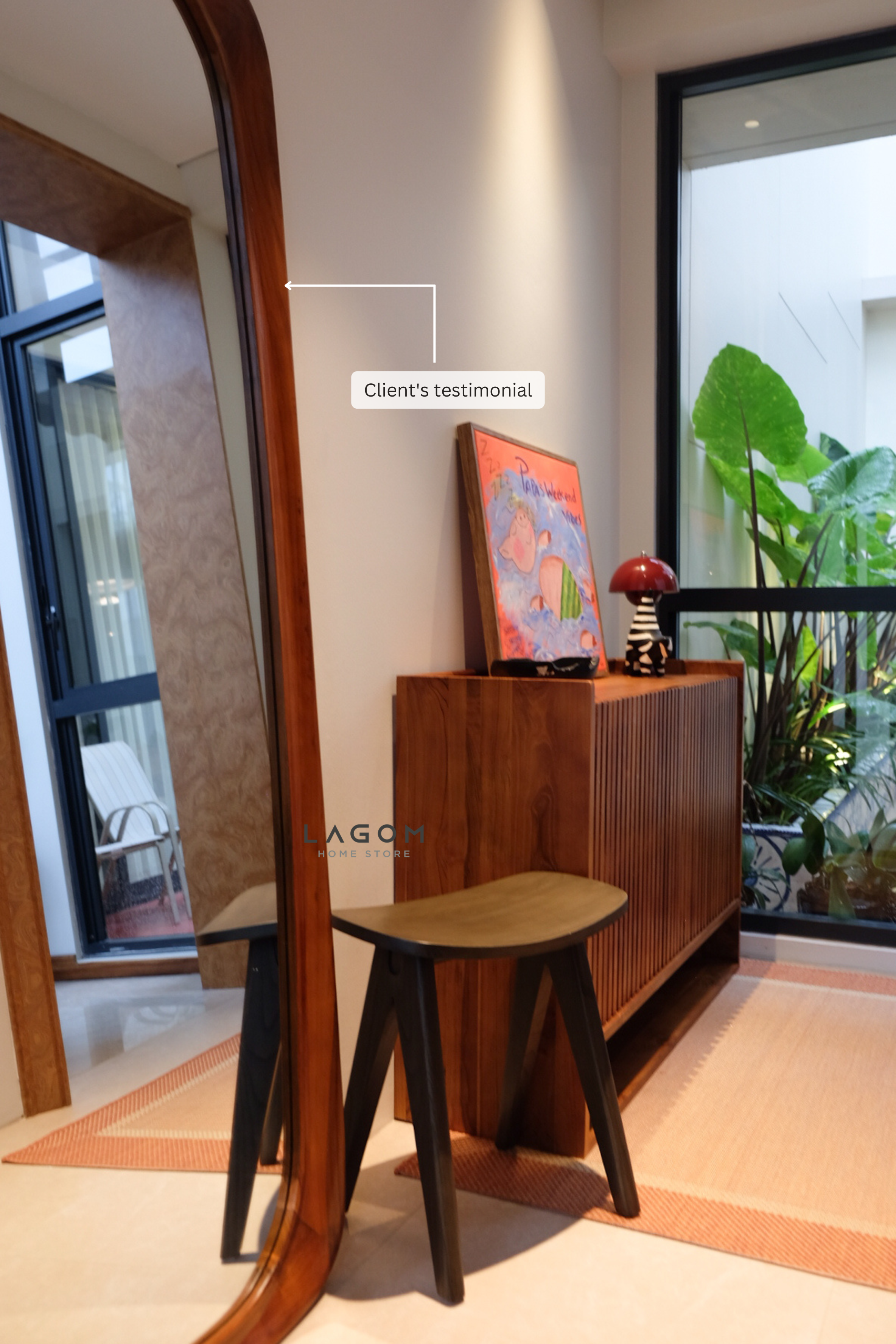 180 cm Full-Body Teak Wall Mirror Mirror Lagom Home Store Jati Furnitur Teak Furniture Jakarta