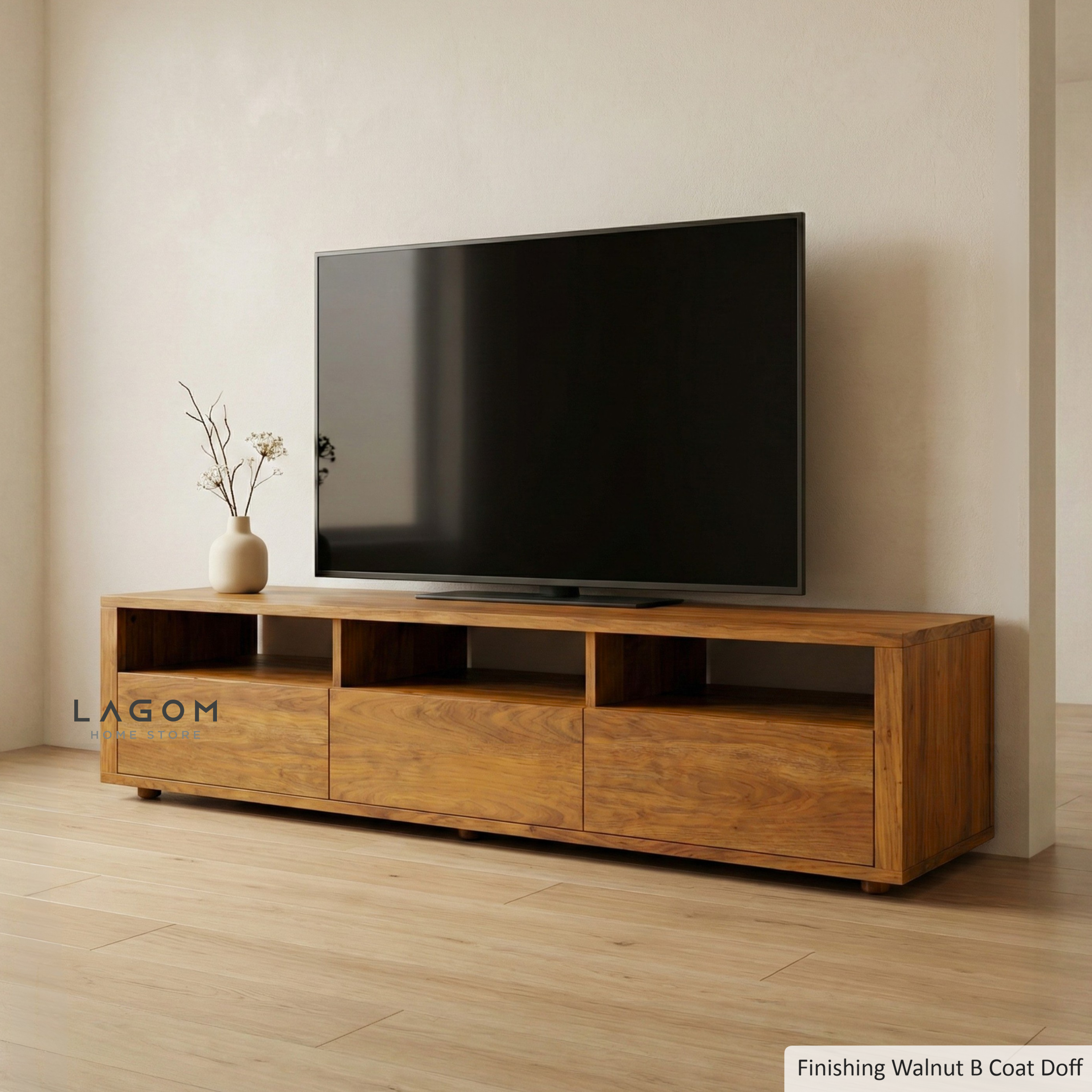 180 cm Solid Teak Wood TV Stand TV Cabinet Lagom Home Store Jati Furnitur Teak Furniture Jakarta