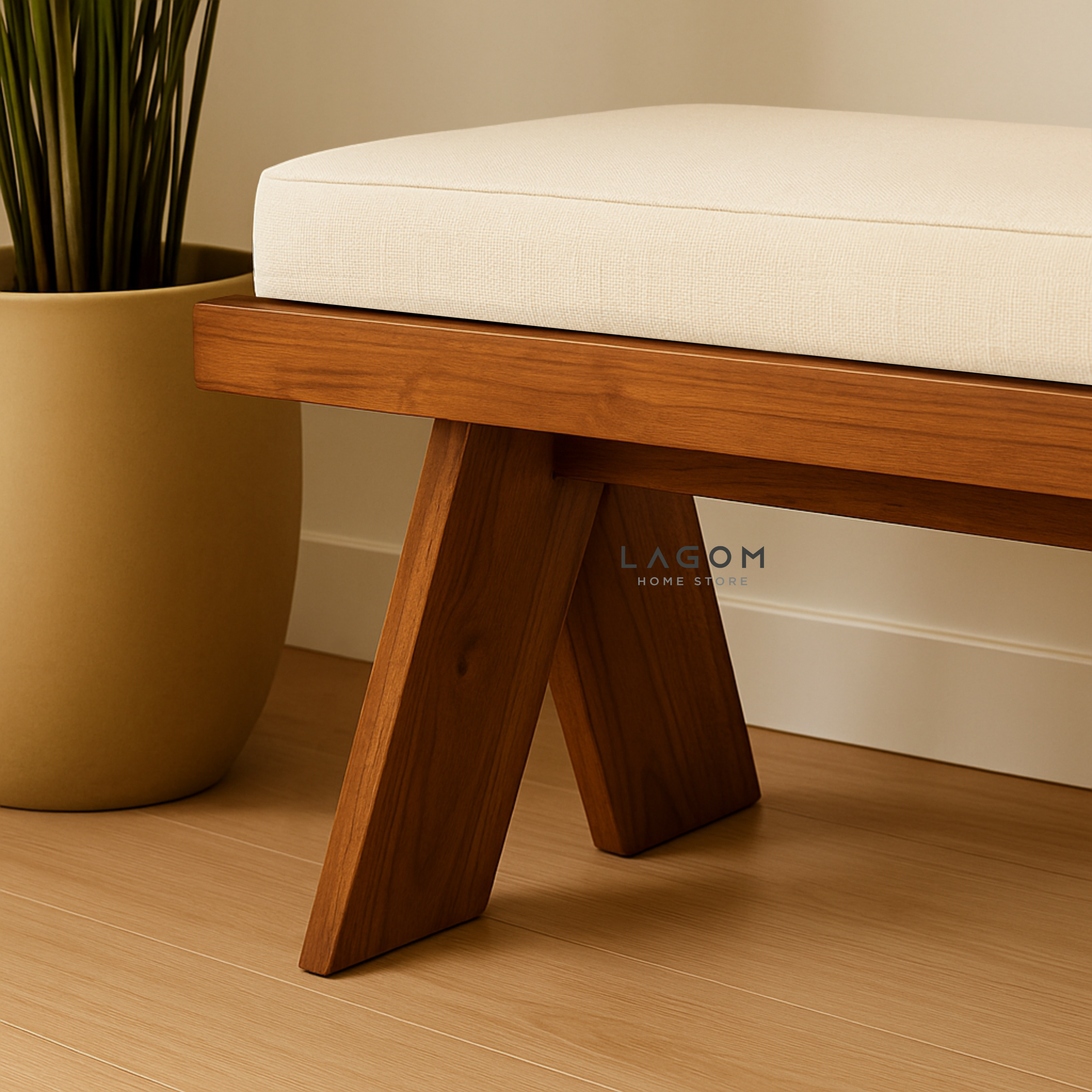 180 cm Teak Wood Bench with Removable Cushion Bench Seat Lagom Home Store Jati Furnitur Teak Furniture Jakarta