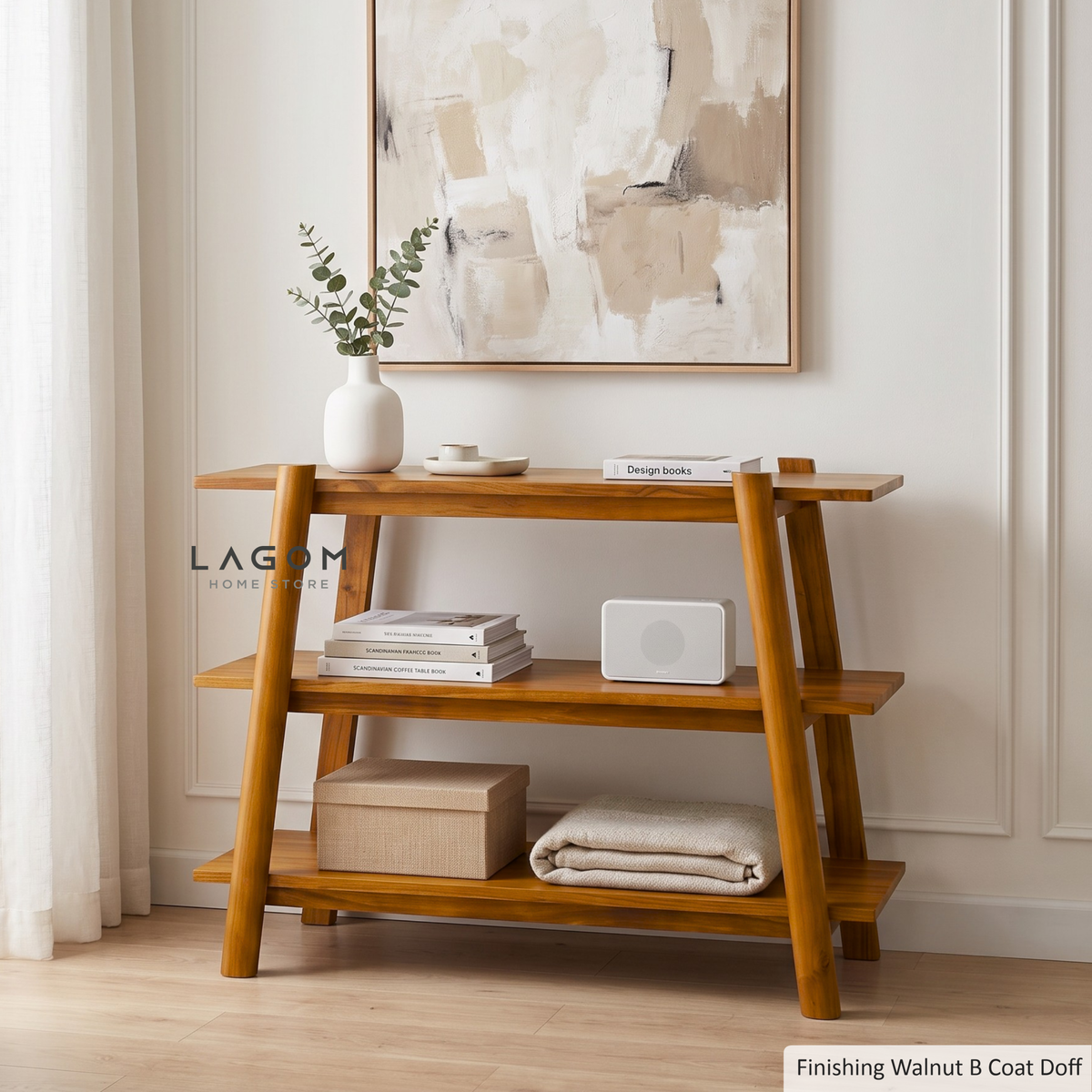 Three-Tiered Teak Console Table