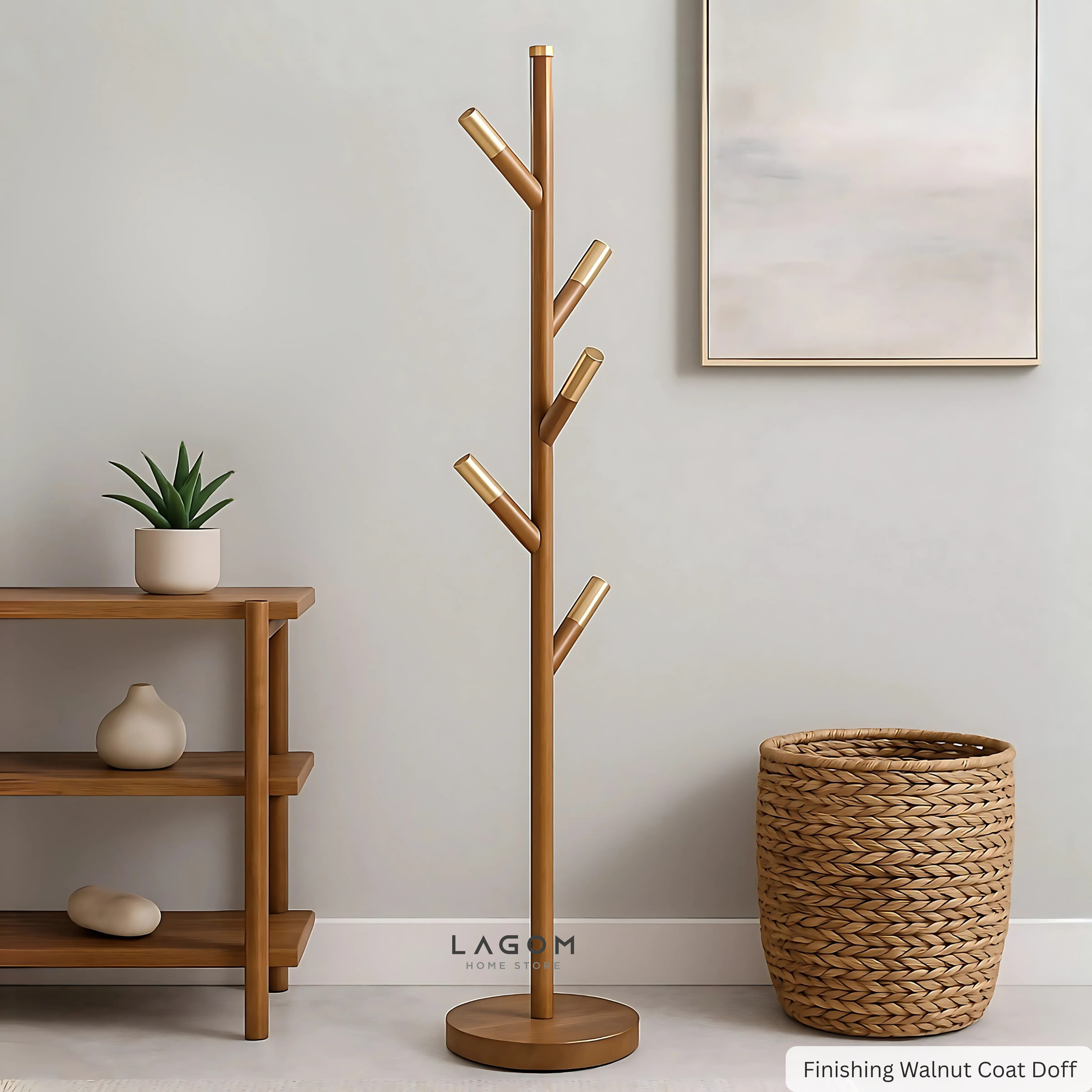 Minimalist Teak Coat Rack – Branch Design