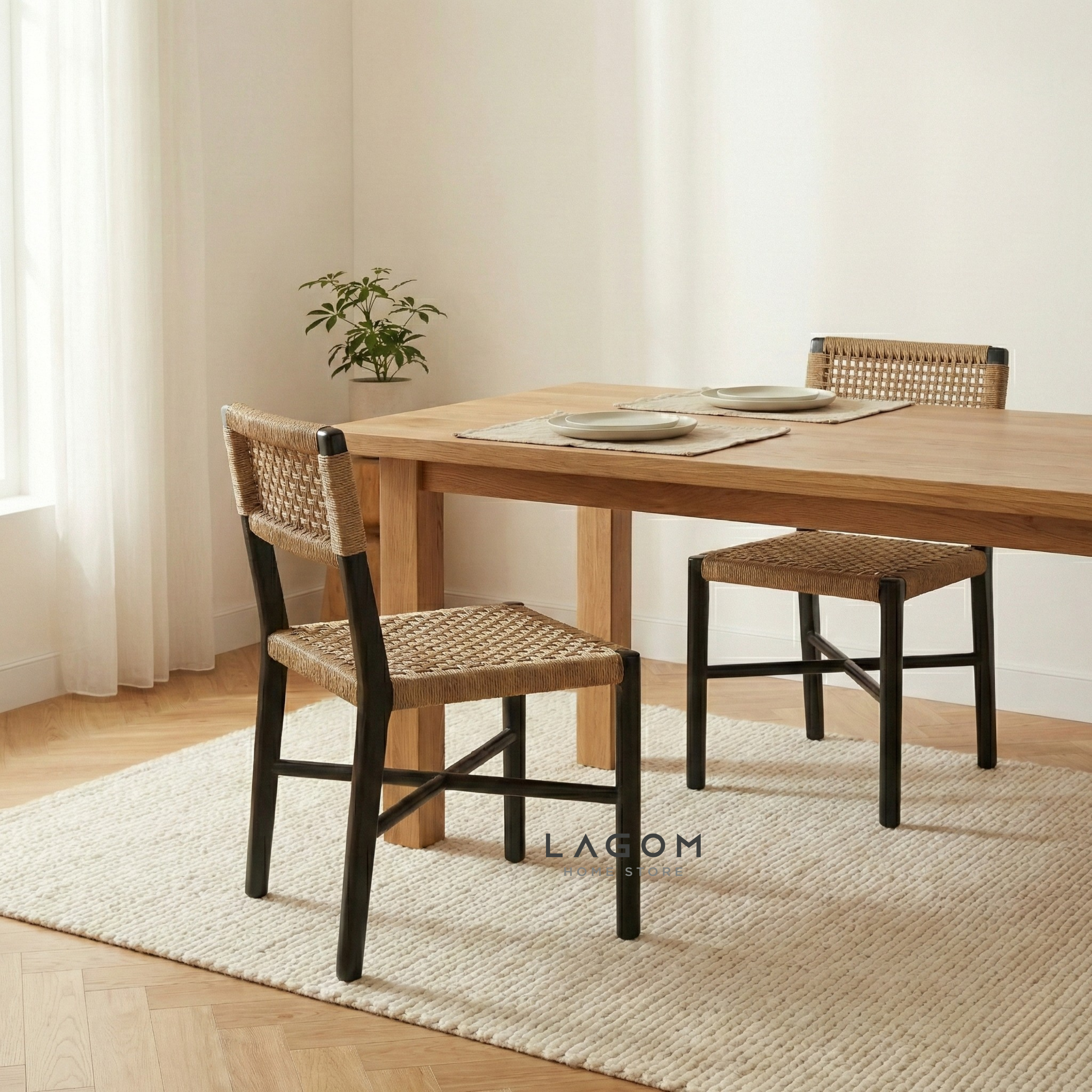 Solid Teak Chair with Handwoven Paper Loom