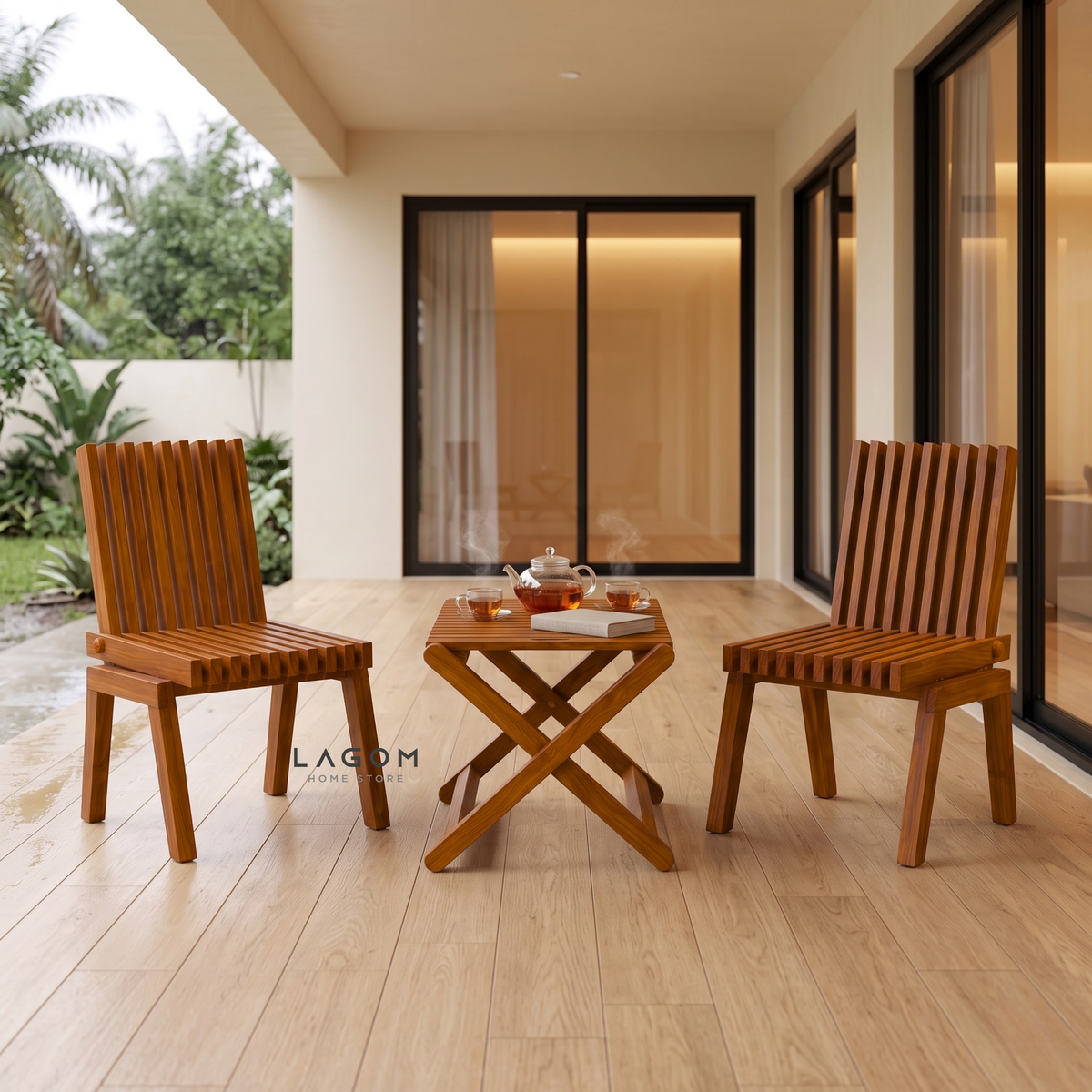 Reclaimed Teak Folding Table and Chair Set (Indoor & Outdoor)