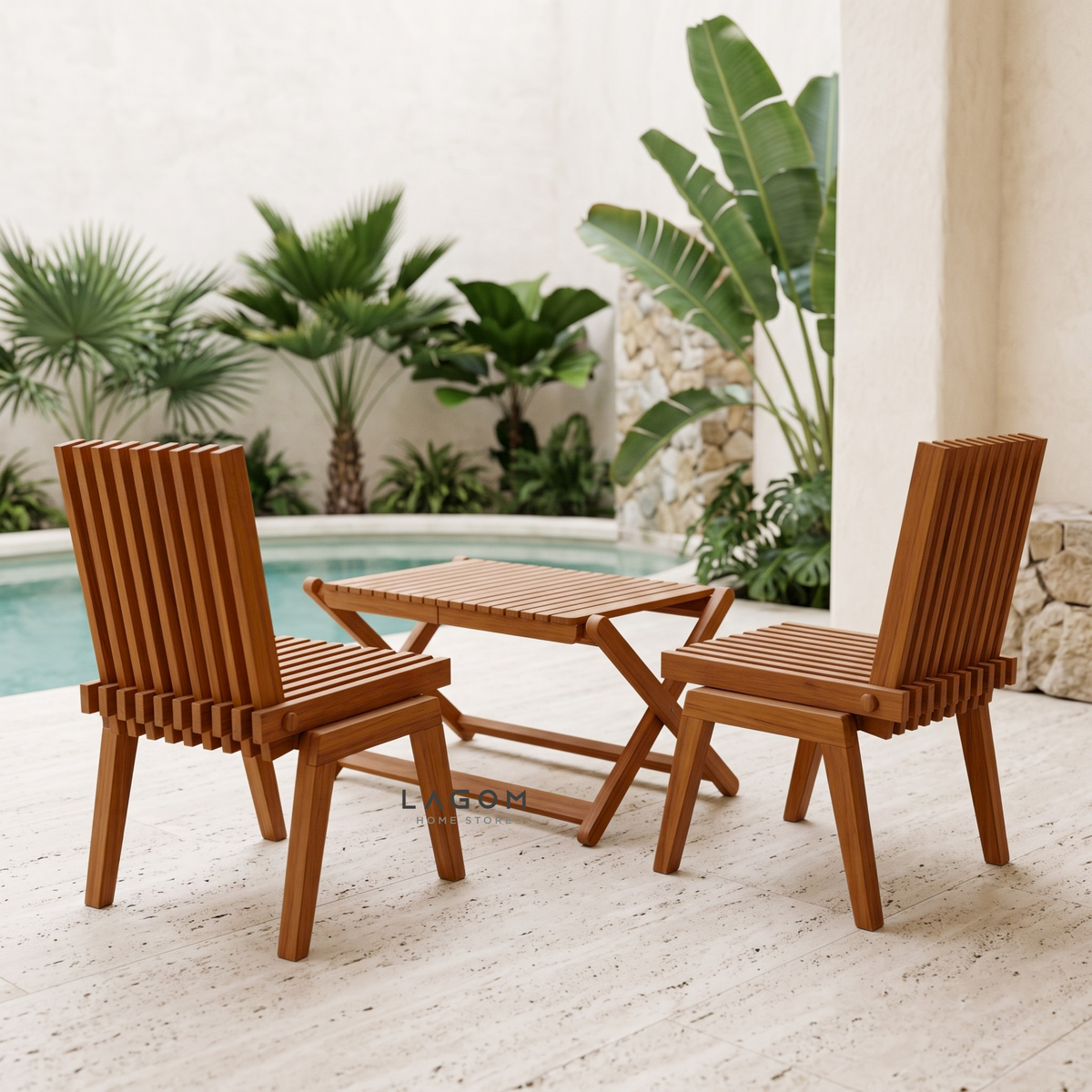 Reclaimed Teak Folding Table and Chair Set (Indoor & Outdoor)