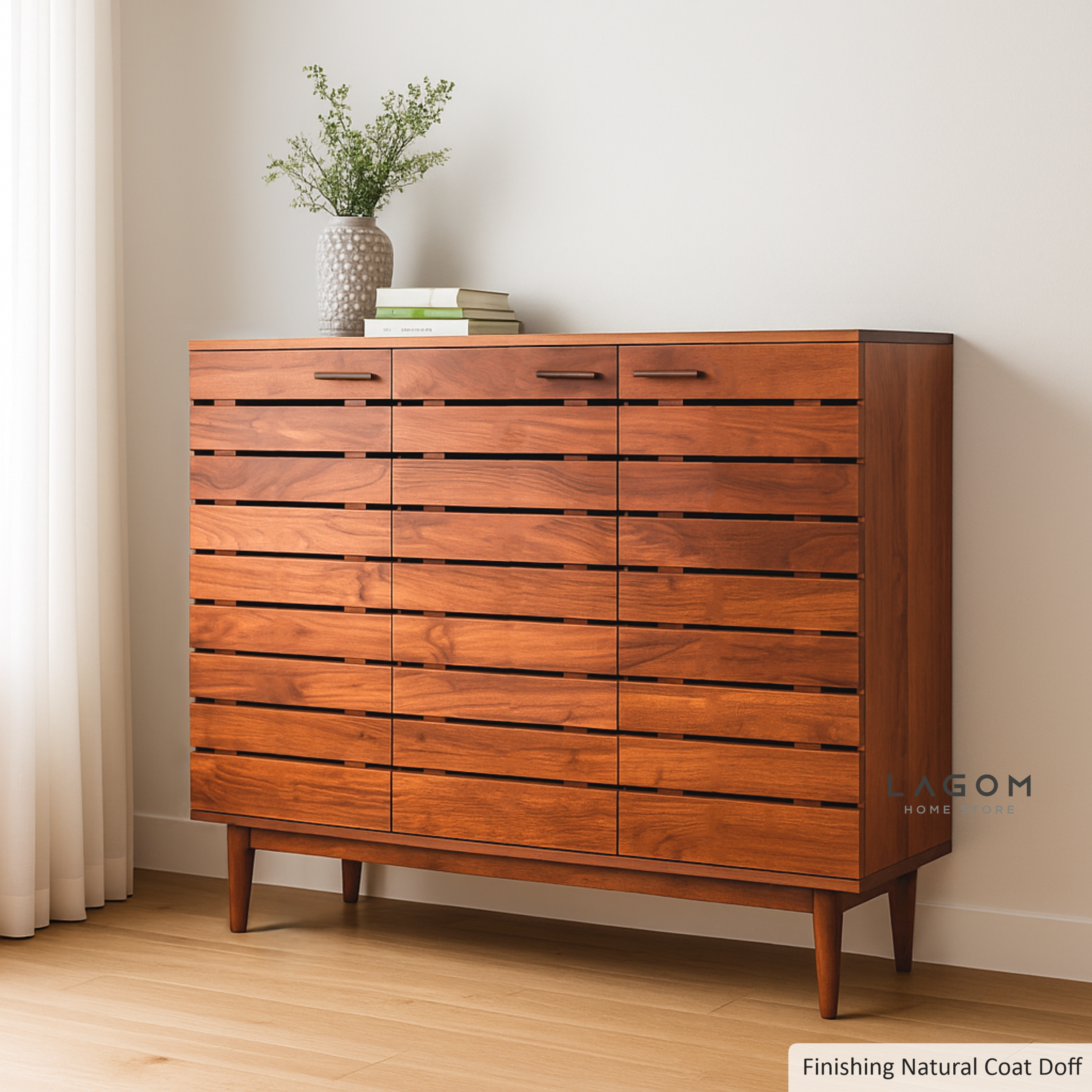 24-Pair Teak Shoe Cabinet with 3 Doors Shoe Storage Lagom Home Store Jati Furnitur Teak Furniture Jakarta