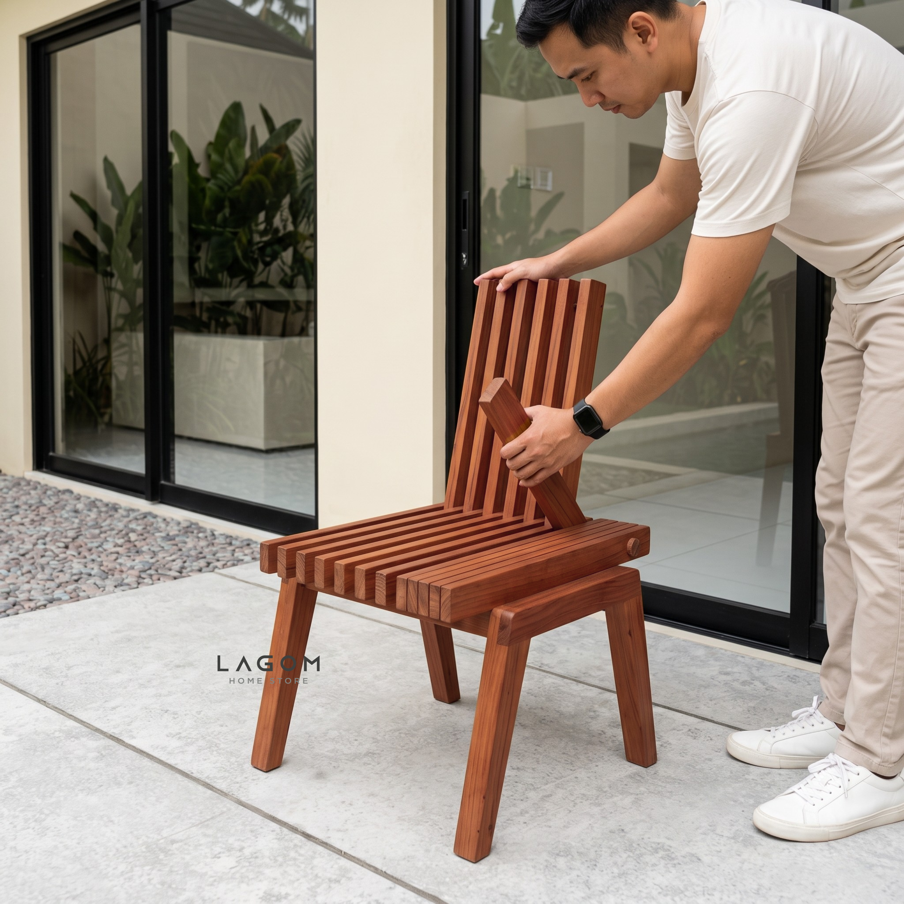 Reclaimed Teak Folding Table and Chair Set (Indoor & Outdoor)