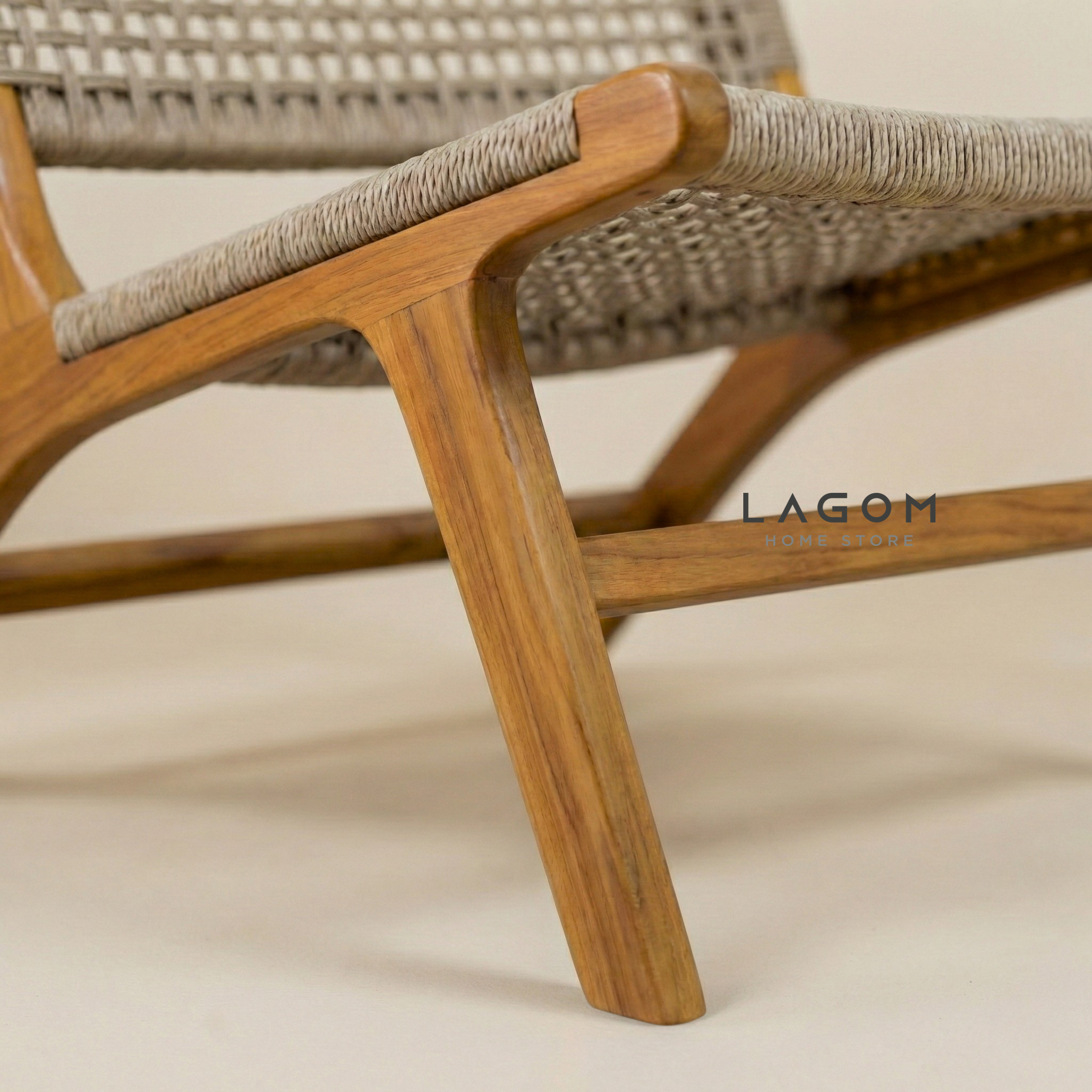Solid Teak Lounge Chair with Handwoven Poly Hyacinth