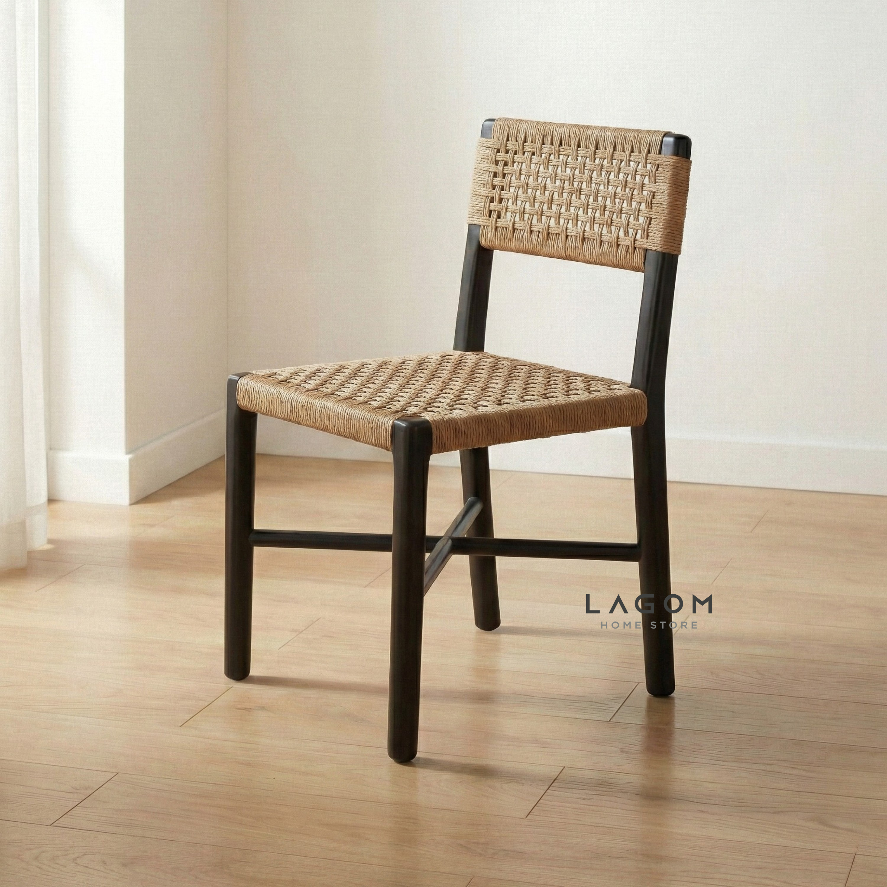 Solid Teak Chair with Handwoven Paper Loom