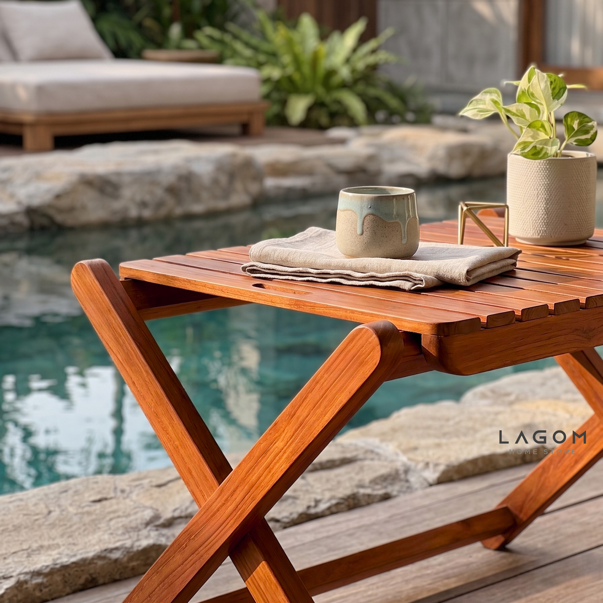 Reclaimed Teak Folding Table and Chair Set (Indoor & Outdoor)