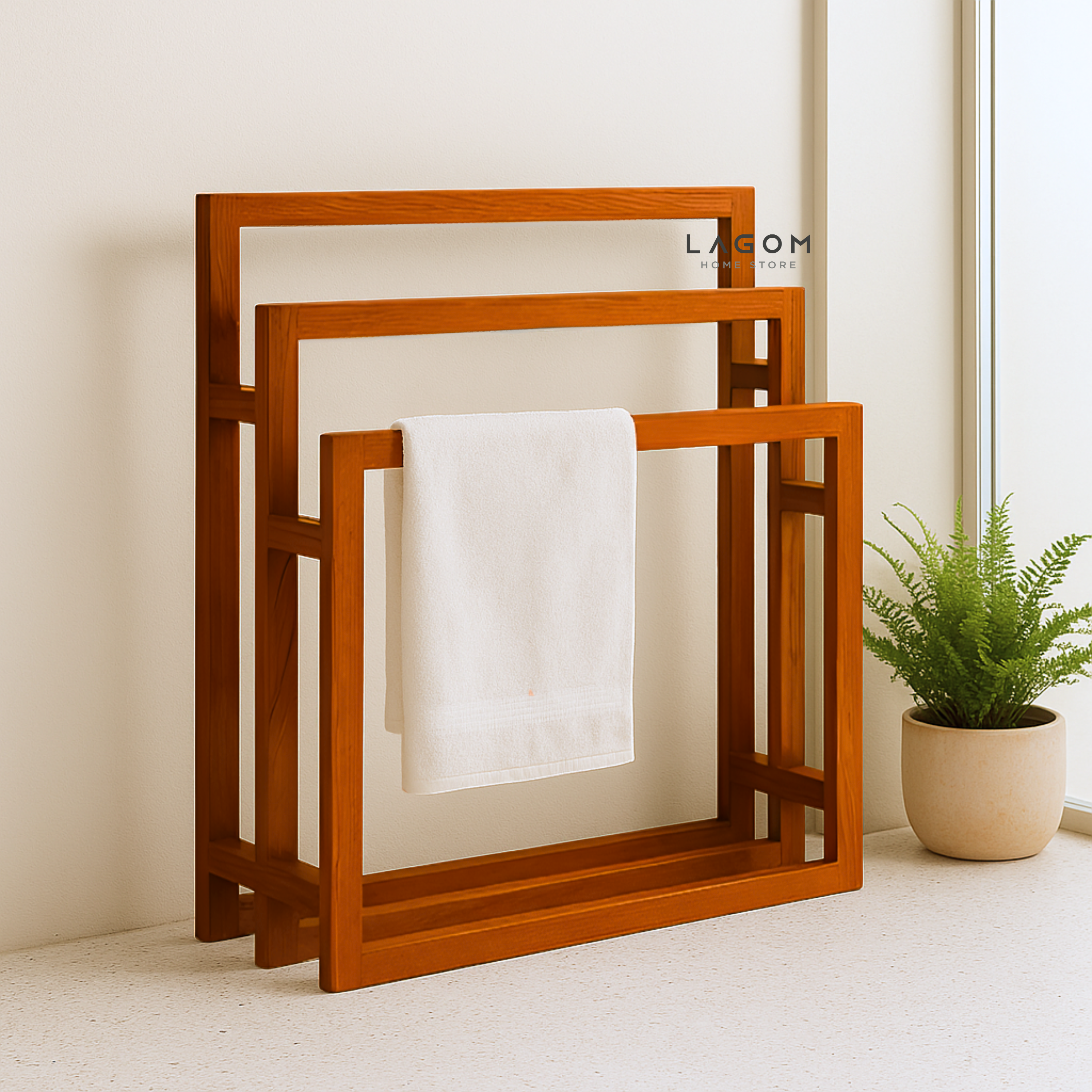 Exclusive Tiered Teak Towel Rack