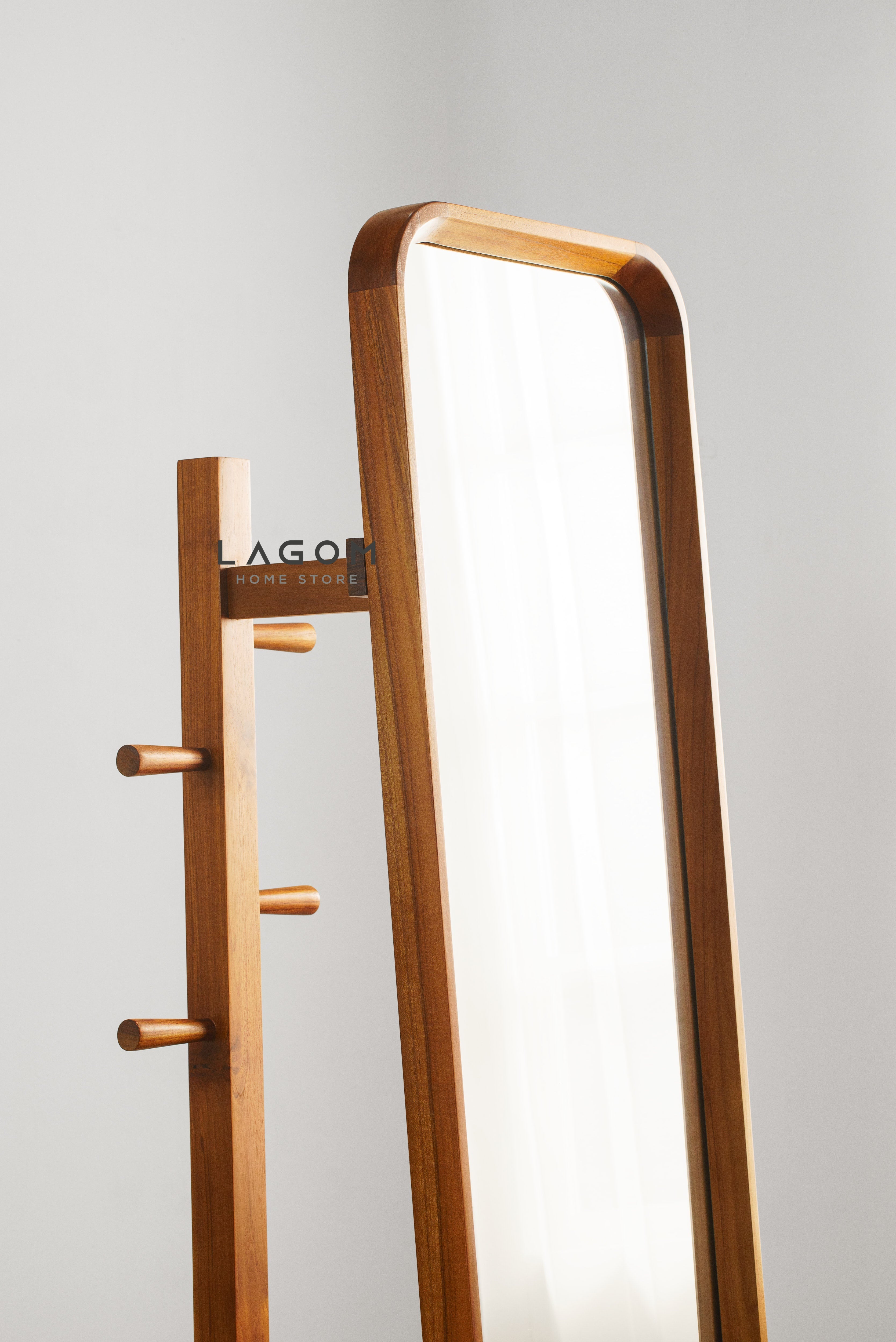 3 in 1 Cermin dan Gantungan Baju Kayu Jati - Tinggi 168 cm Mirror Lagom Home Store Jati Furnitur Teak Furniture Jakarta
