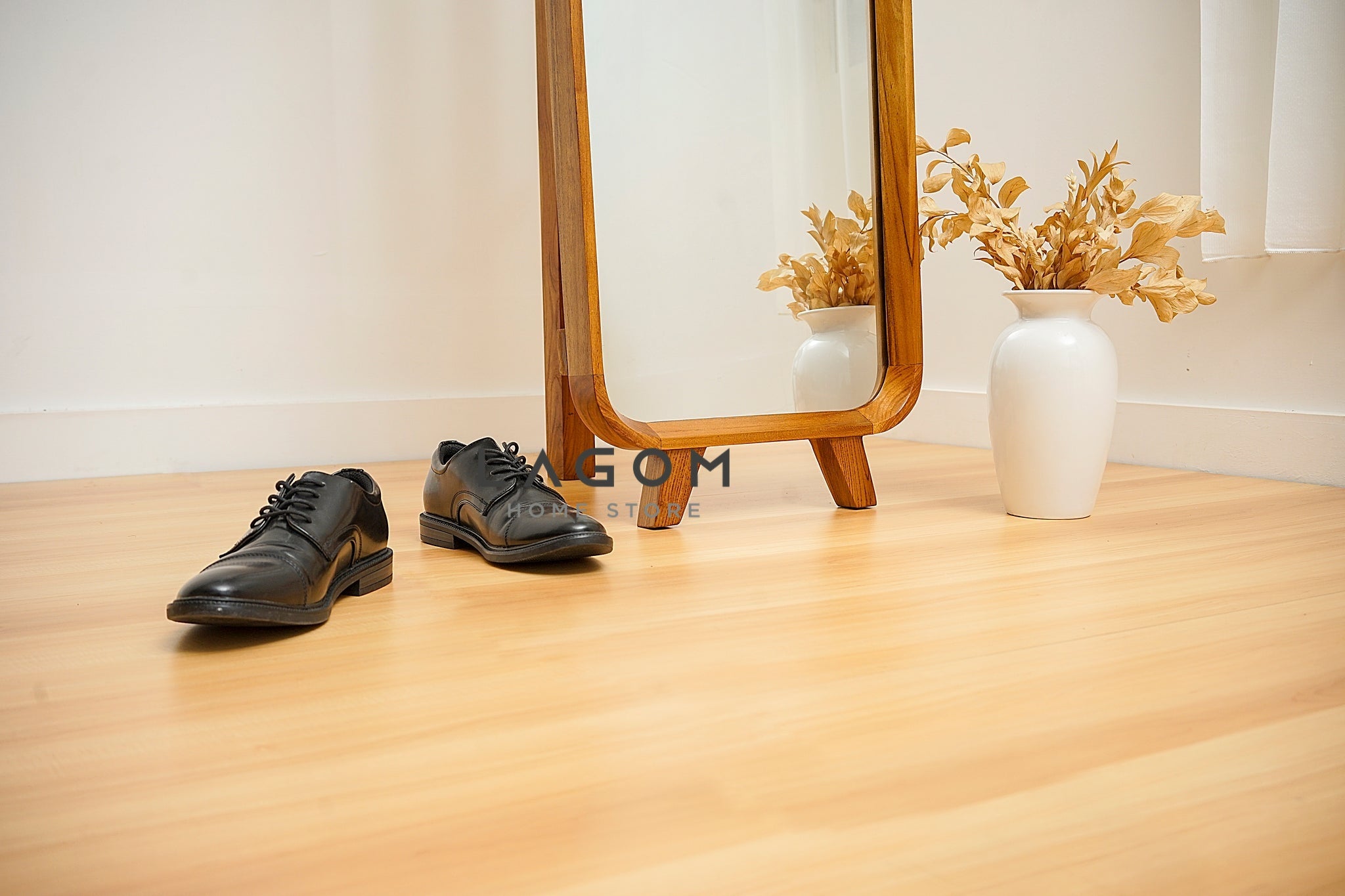 3 in 1 Cermin dan Gantungan Baju Kayu Jati - Tinggi 168 cm Mirror Lagom Home Store Jati Furnitur Teak Furniture Jakarta