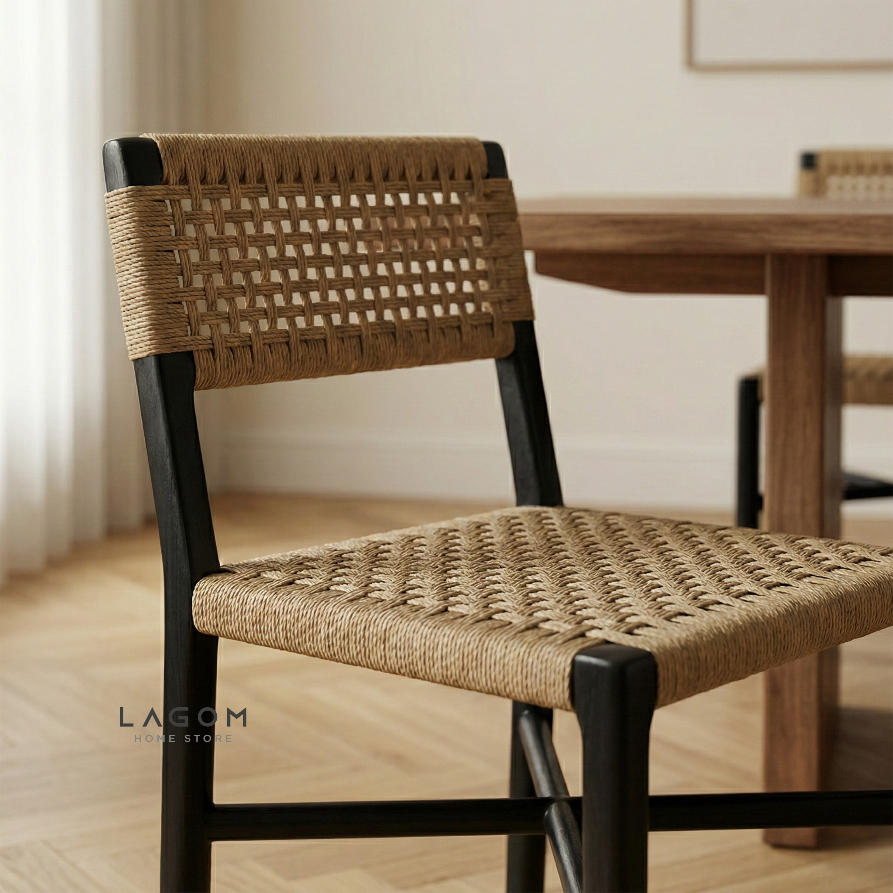 Solid Teak Chair with Handwoven Paper Loom
