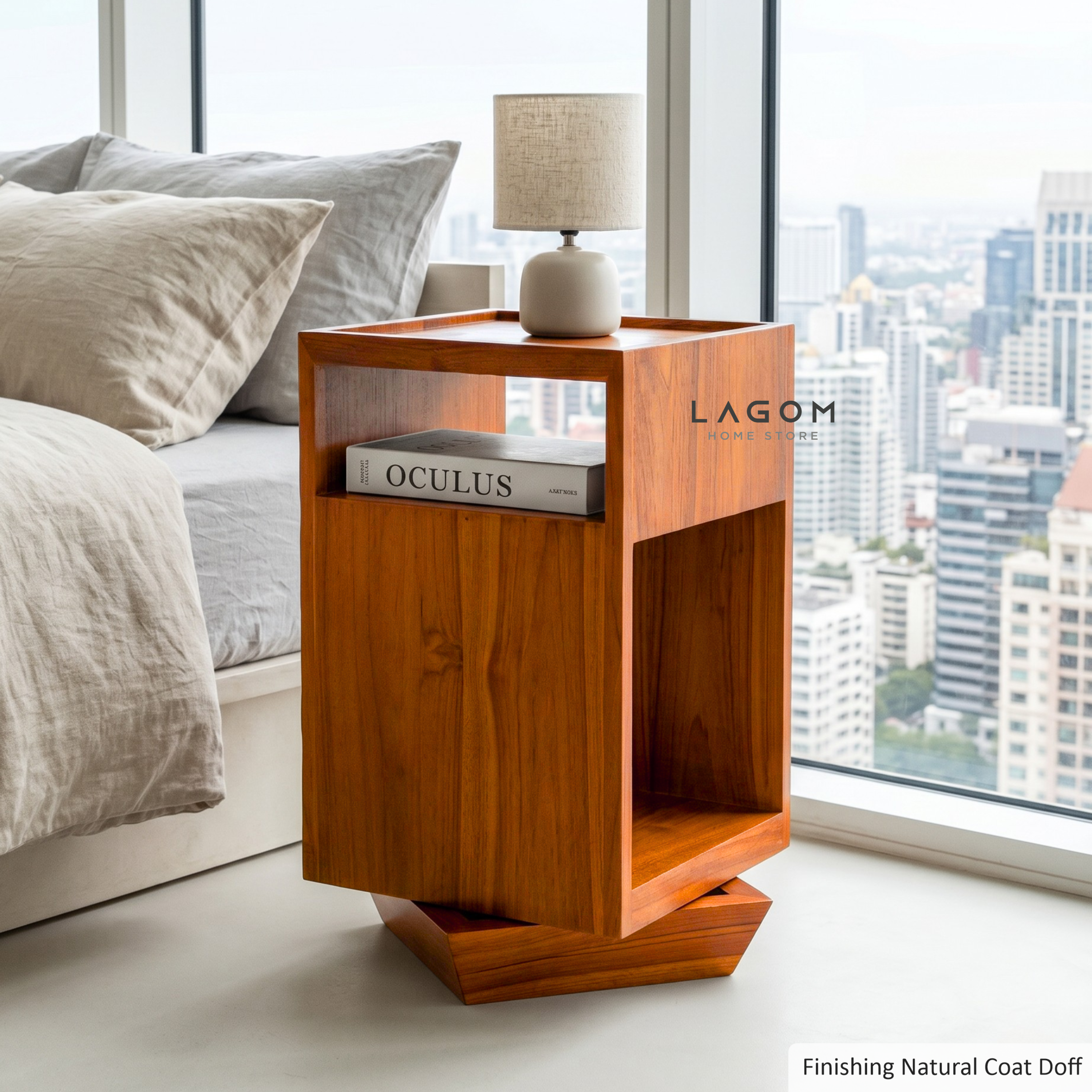 360° Rotating Teak Side Table Side Table Lagom Home Store Jati Furnitur Teak Furniture Jakarta