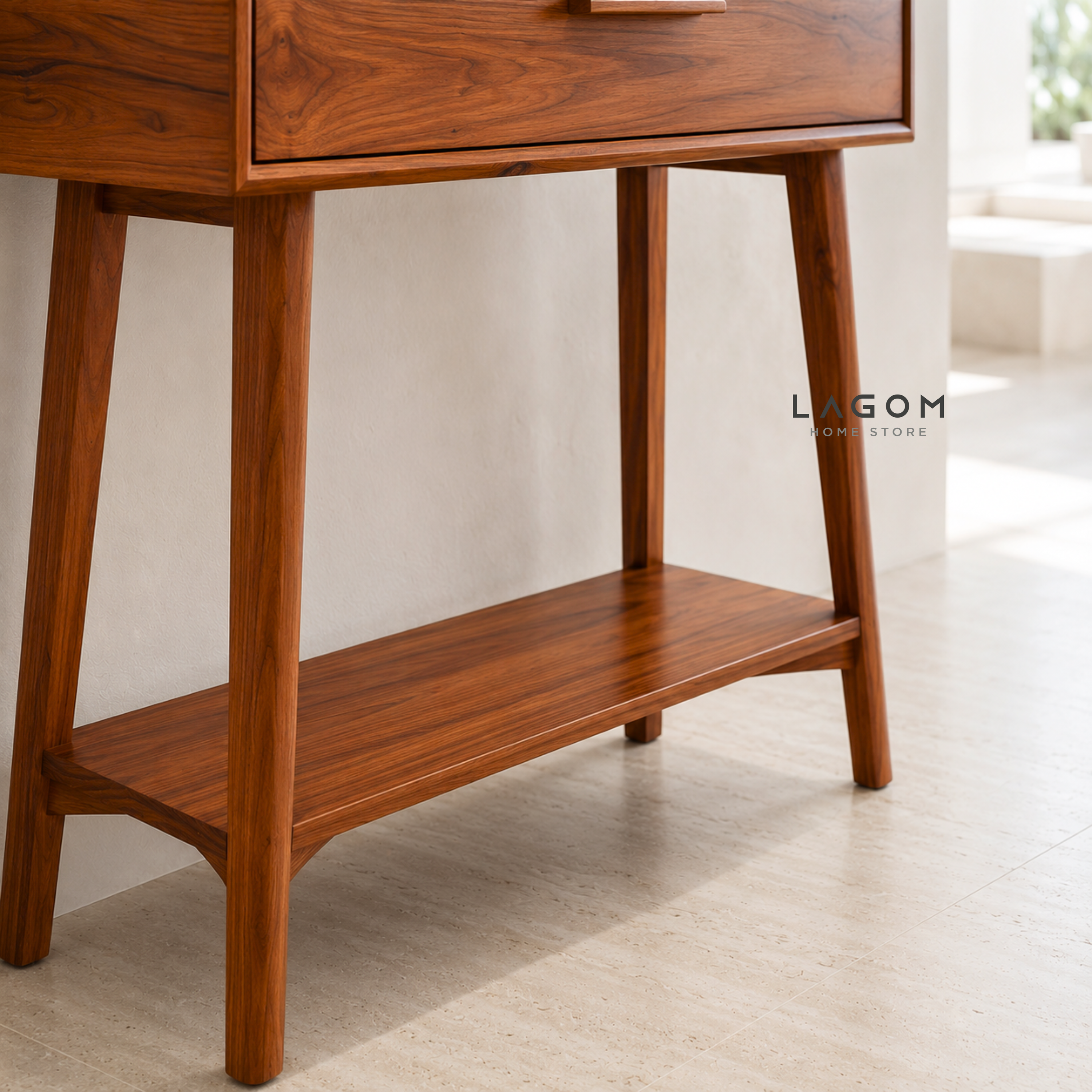 Teak Wood & Marble Console Table