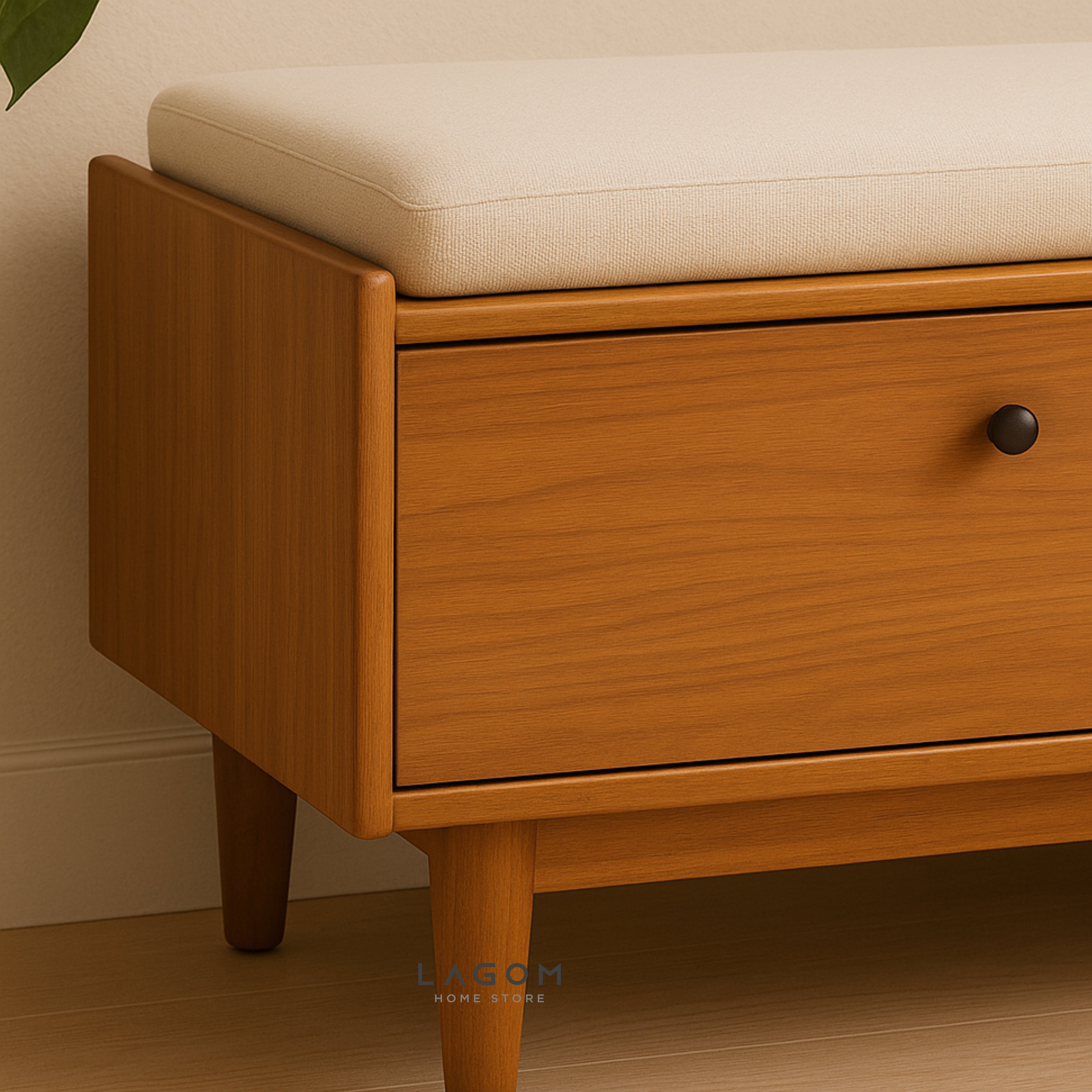 Teak Wood Storage Bench with 3 Drawers