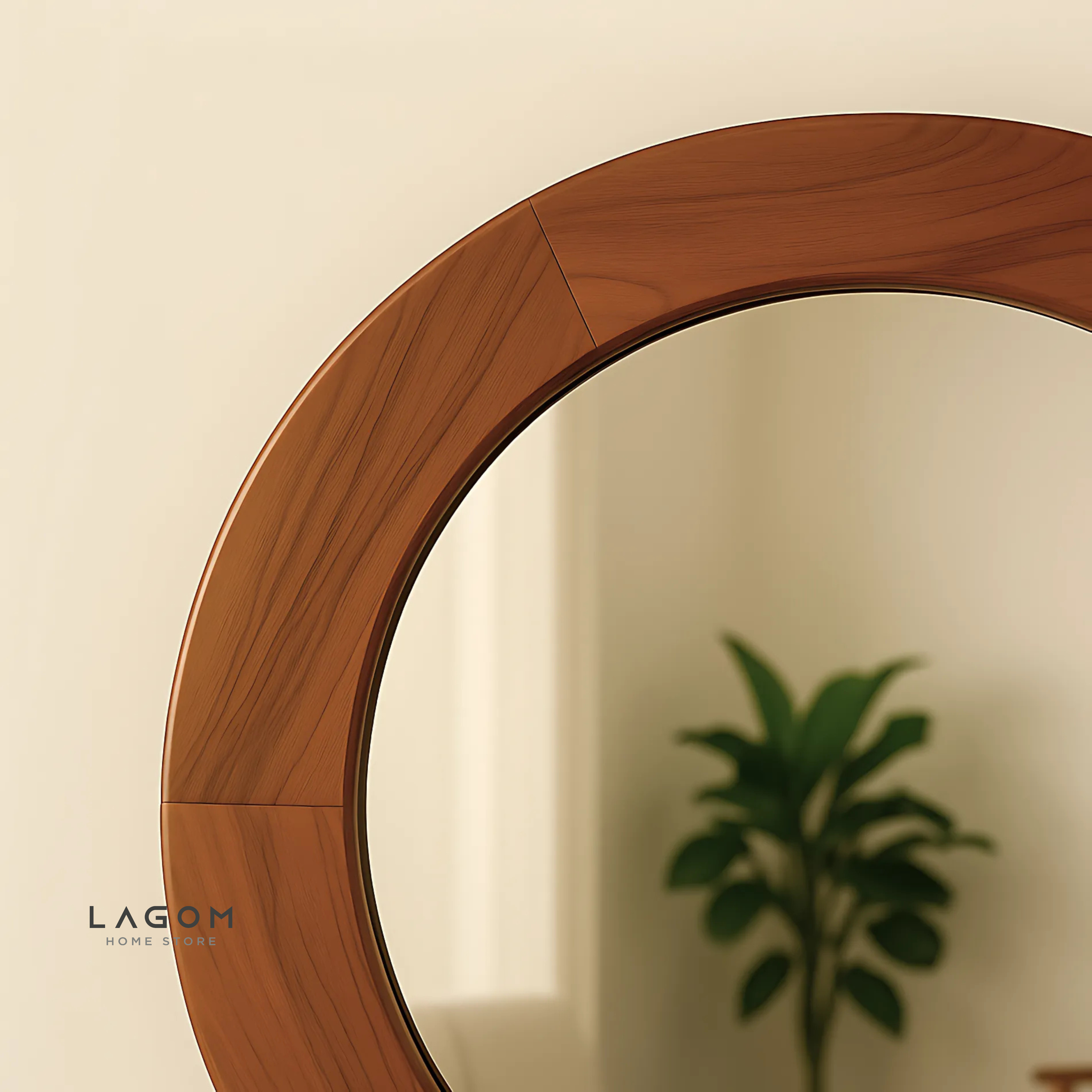 76 cm Round Teak Wall Mirror