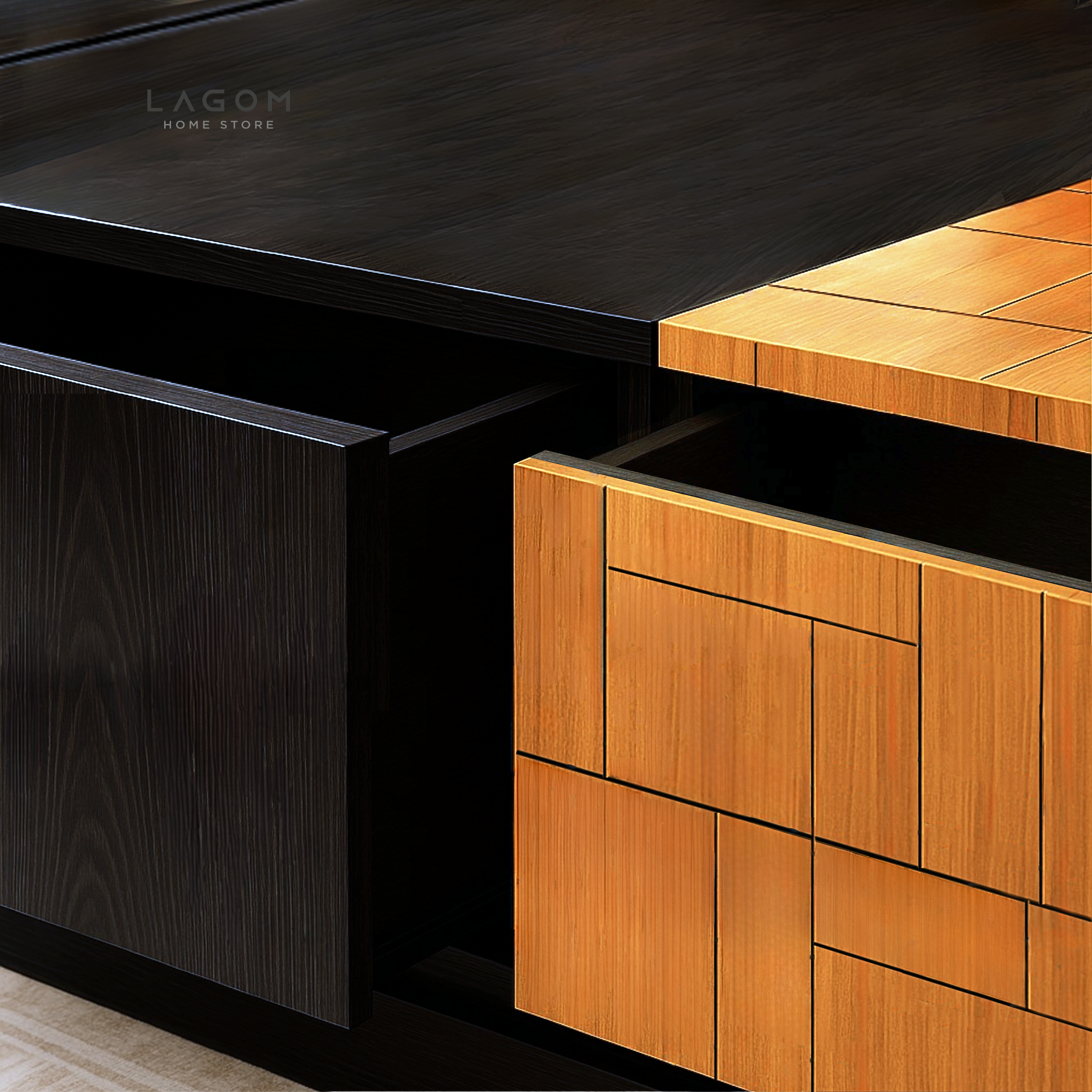 Custom-Made | Teak Wood Coffee Table with Hidden Storage