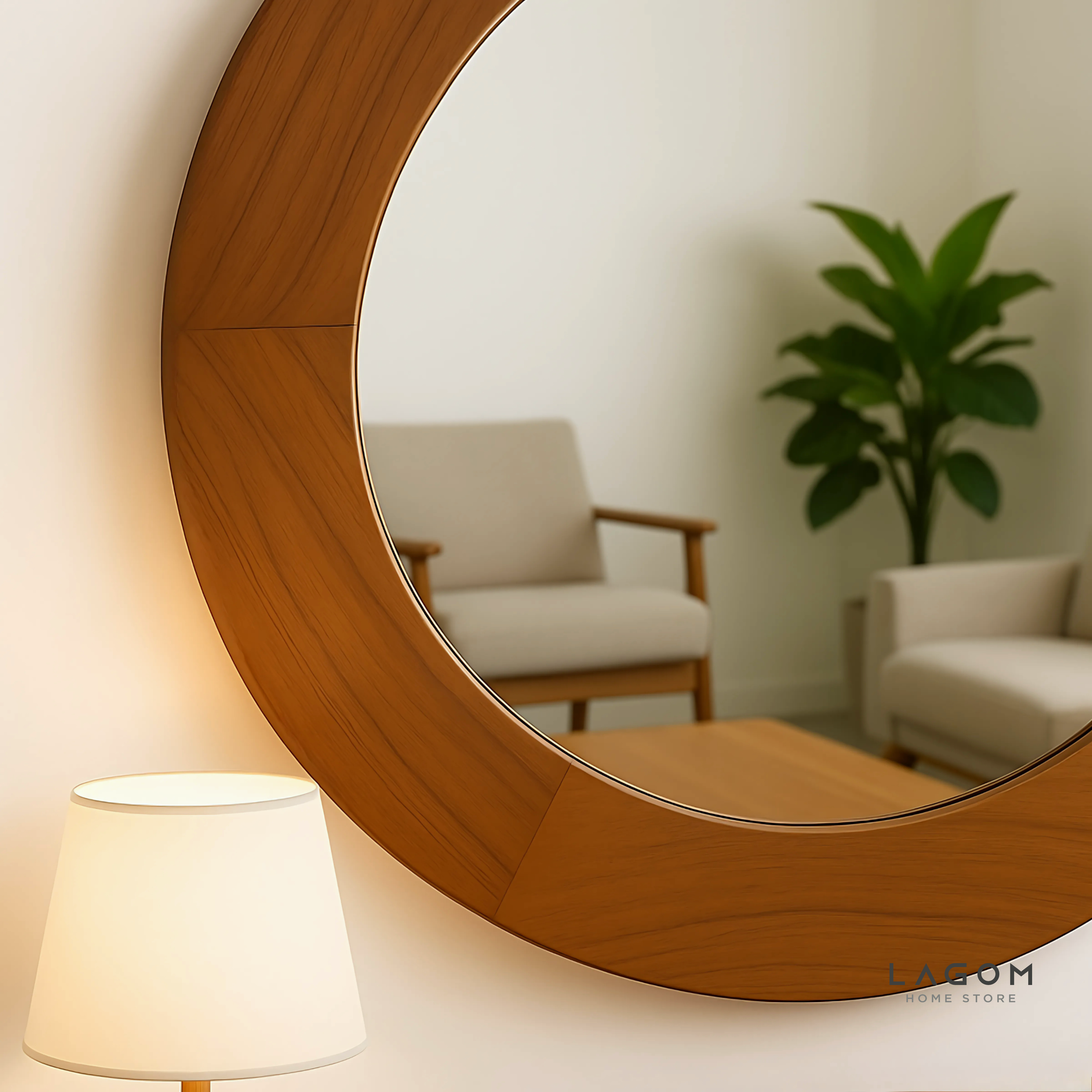 76 cm Round Teak Wall Mirror