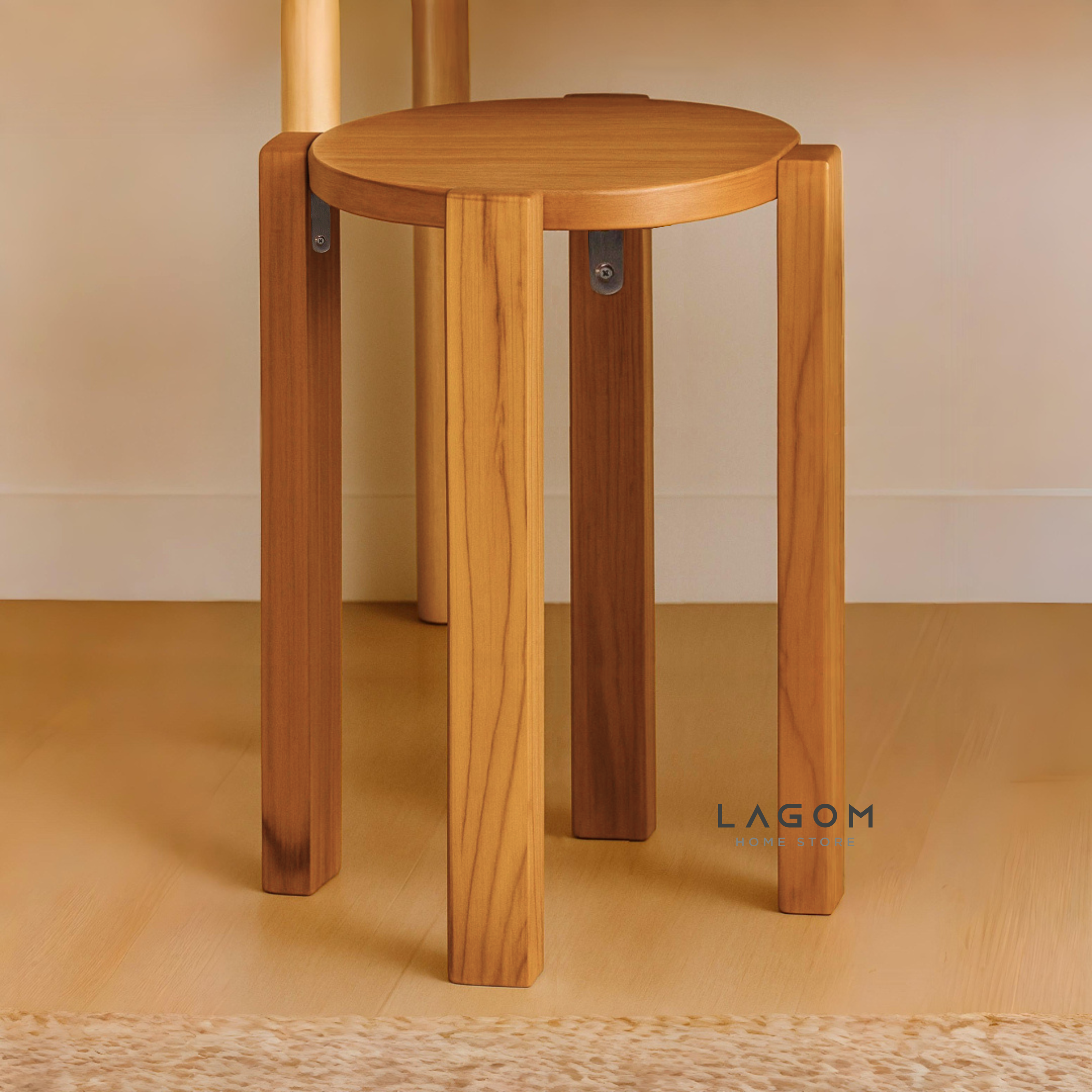 Teak Stackable Stools - Set of 4