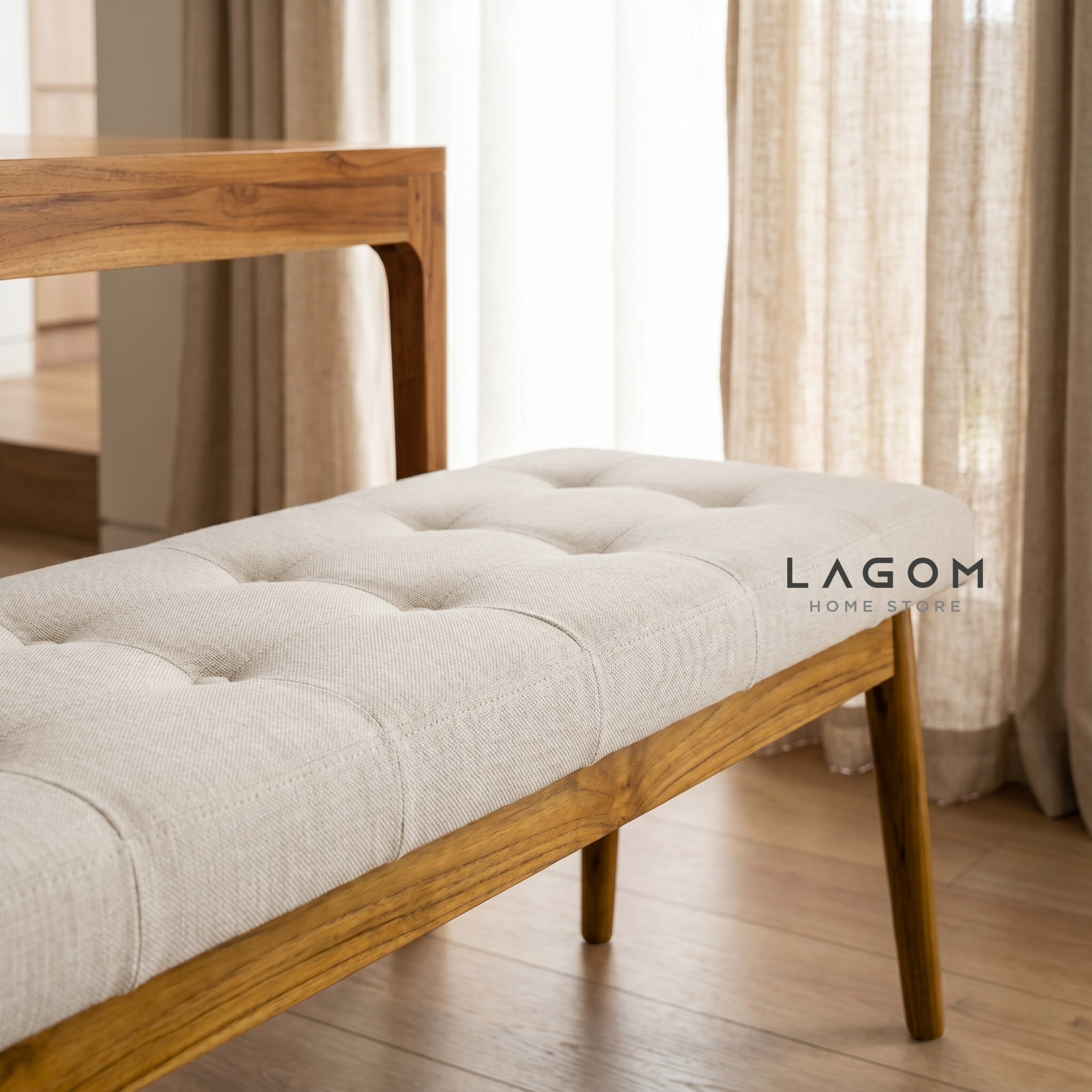 5-Seater Teak Dining Set with Chair and Bench Seating Dining Set Lagom Home Store Jati Furnitur Teak Furniture Jakarta