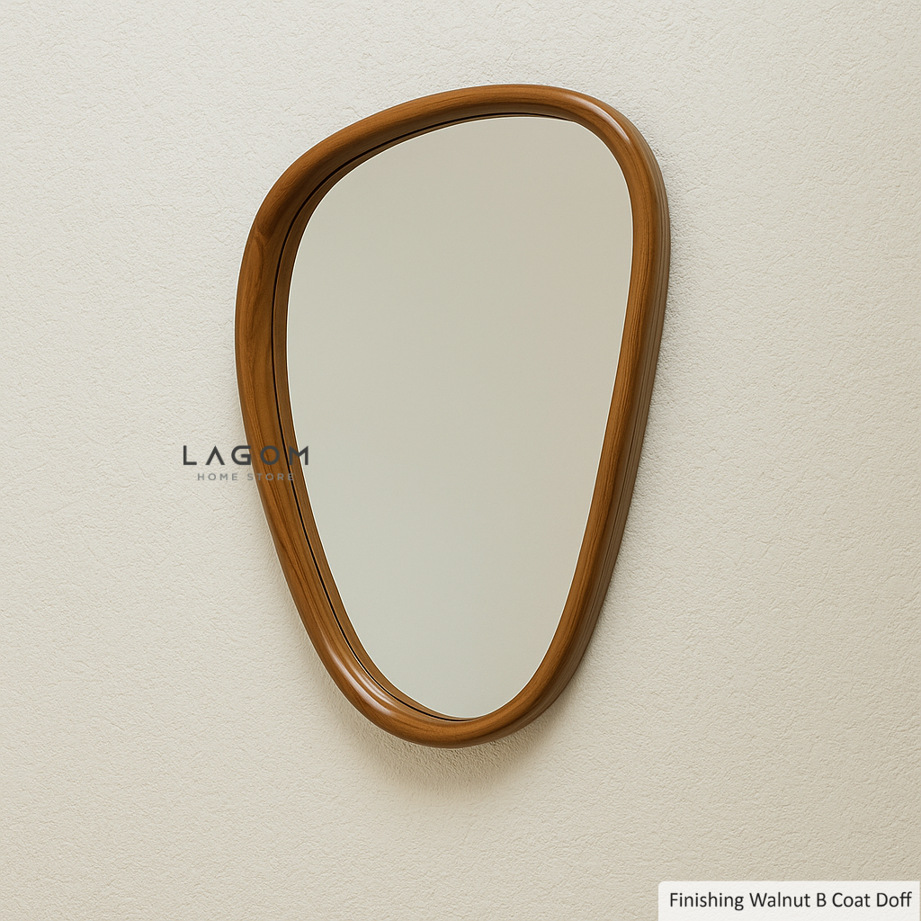 55 cm Asymmetrical Teak Wall Mirror Mirror Lagom Home Store Jati Furnitur Teak Furniture Jakarta