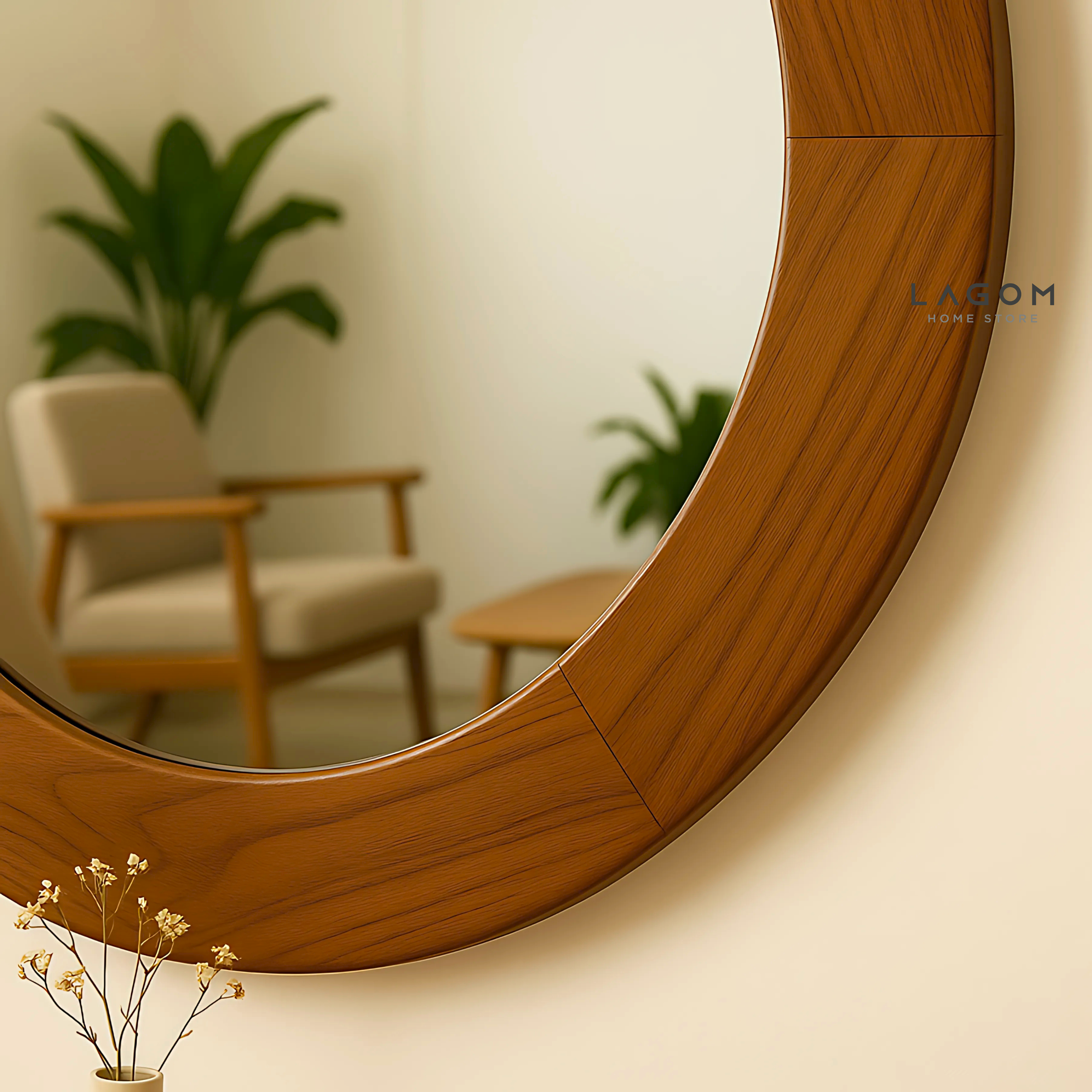 76 cm Round Teak Wall Mirror