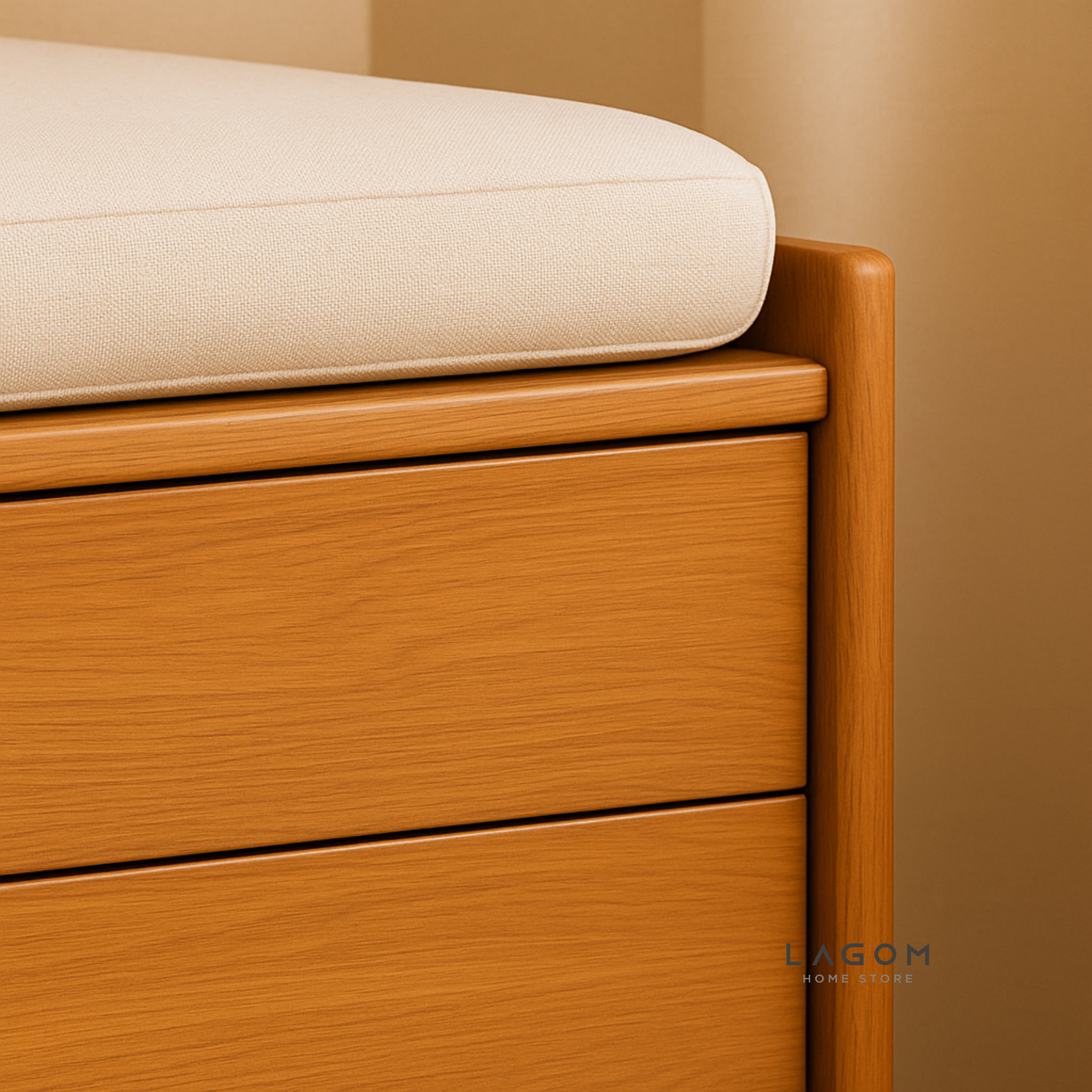 Teak Wood Storage Bench with 3 Drawers