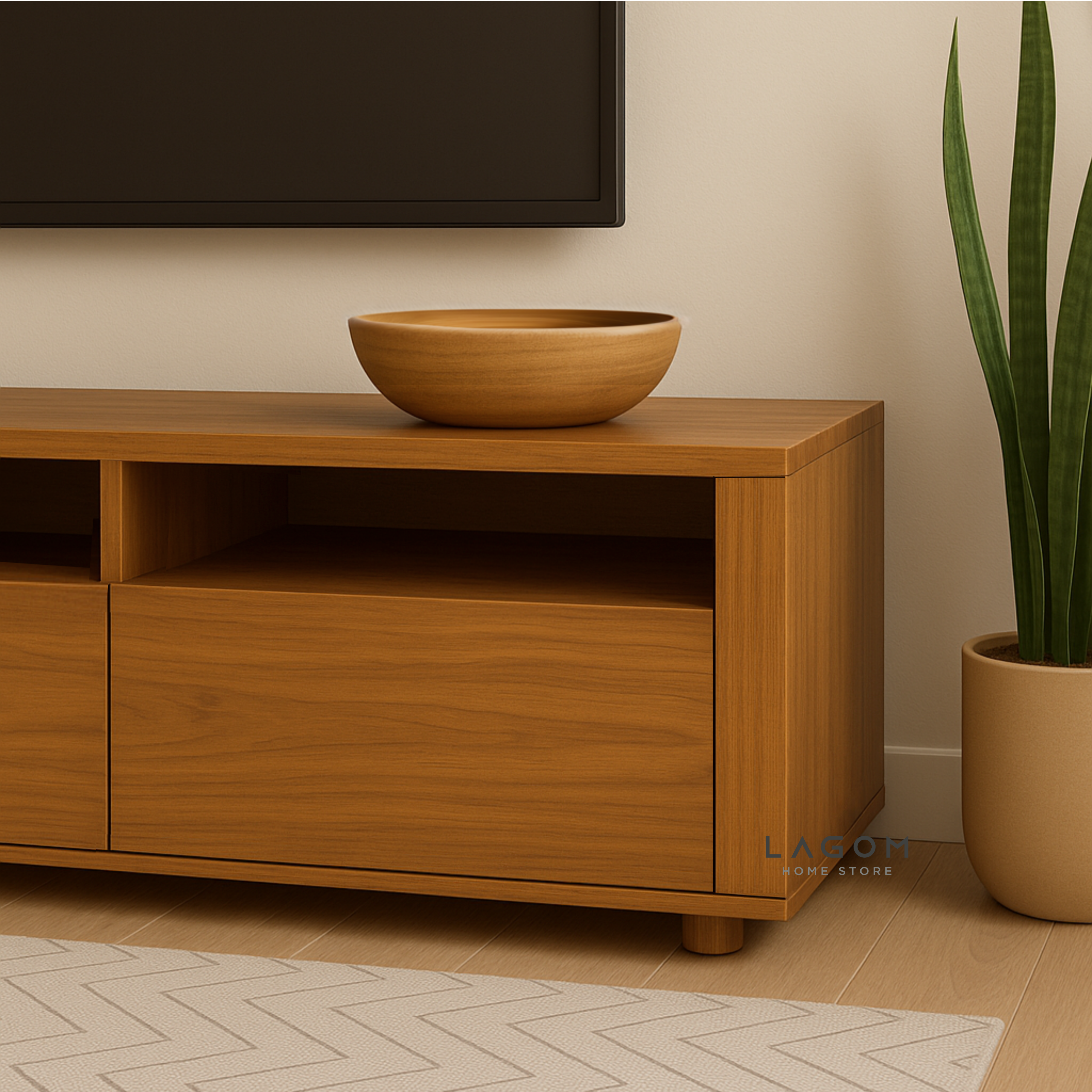 Custom-Made | 180 cm Solid Teak Wood TV Stand