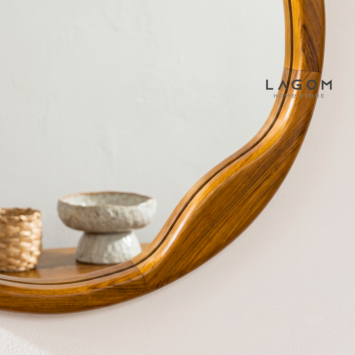 60 cm Round Teak Wall Mirror Mirror Lagom Home Store Jati Furnitur Teak Furniture Jakarta