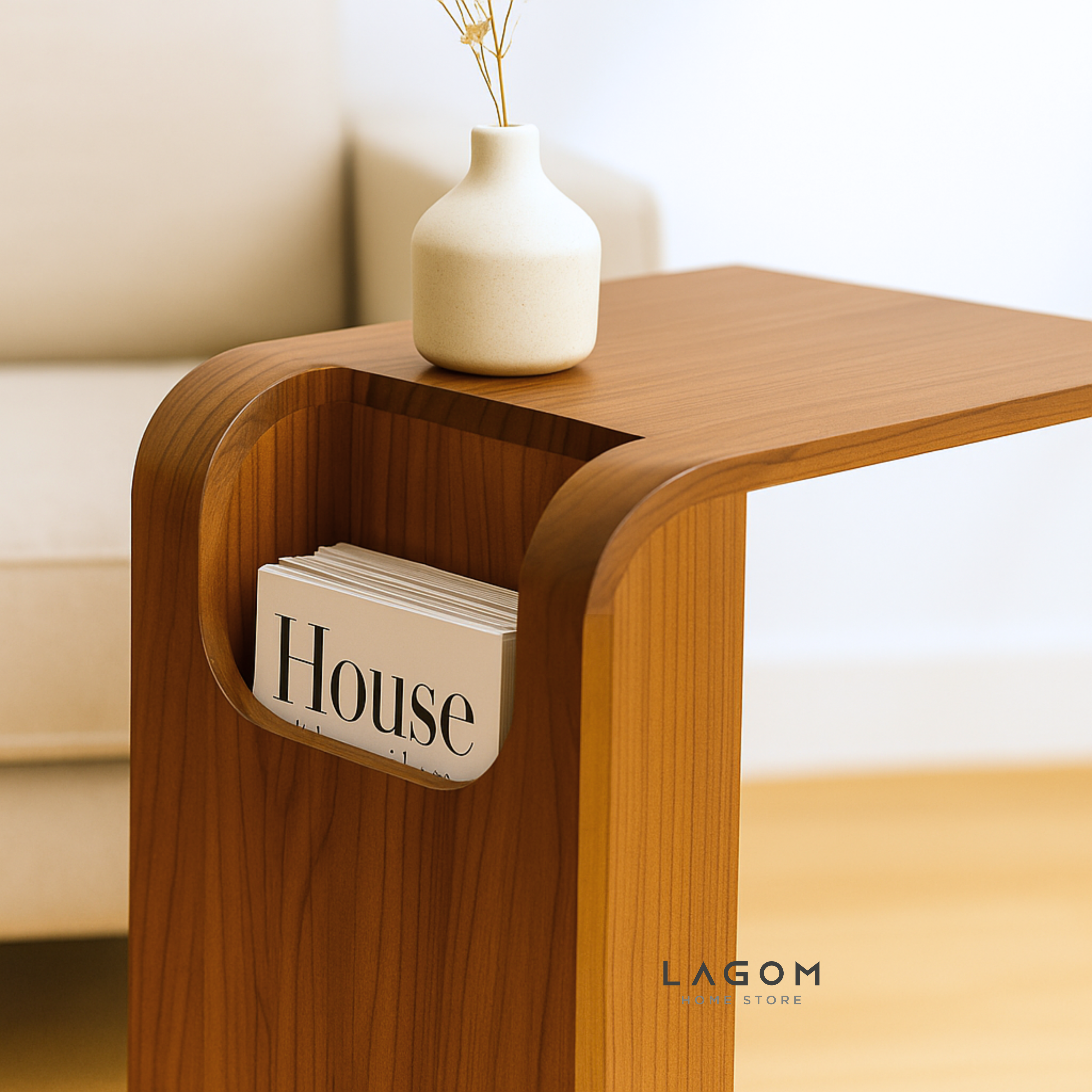 Minimalist Teak Side Table with Open Storage