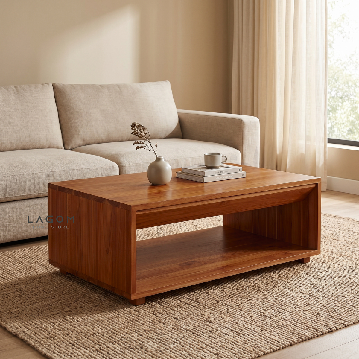 Timeless Teak Coffee Table with Seamless Storage