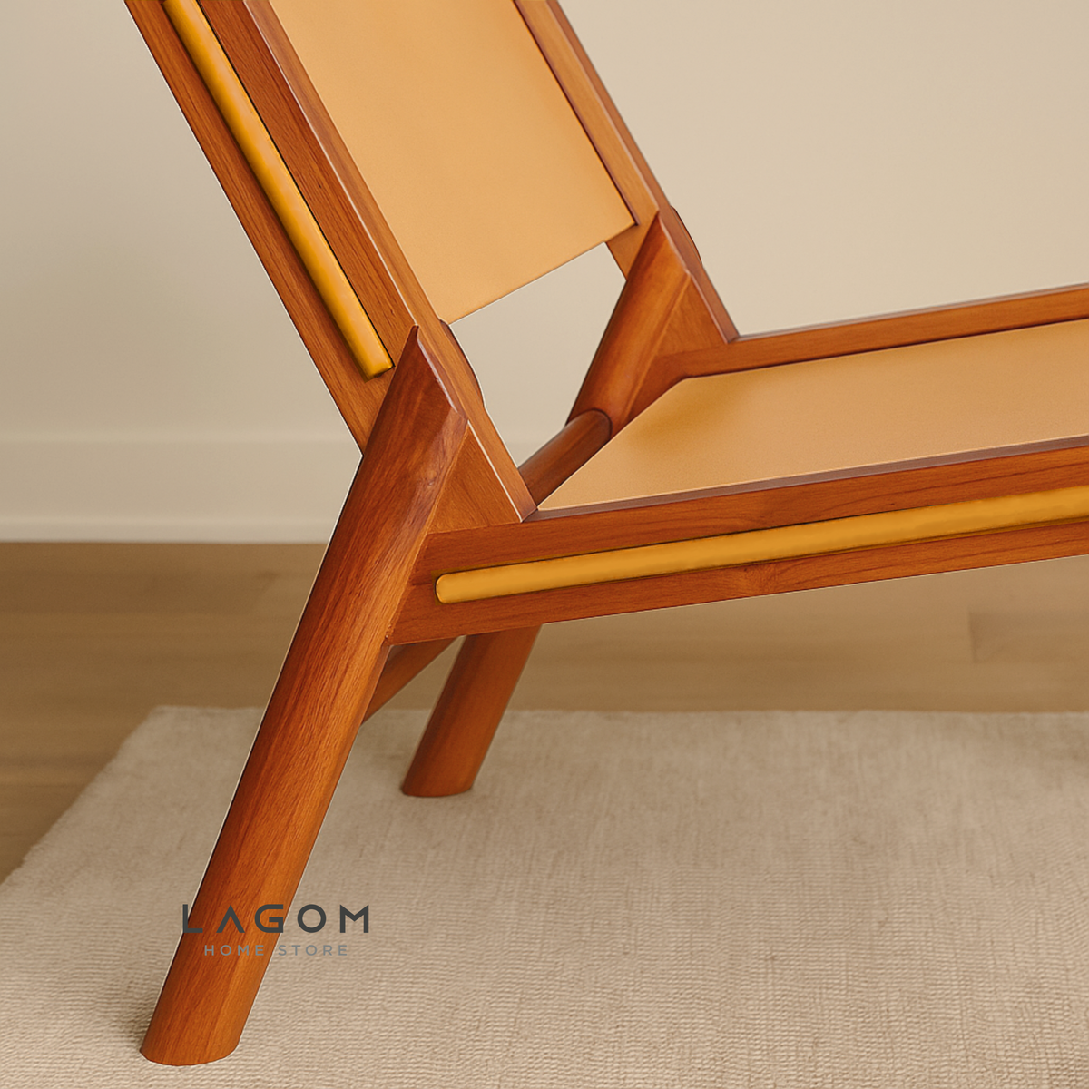 Teak and Leather Lounge Chair