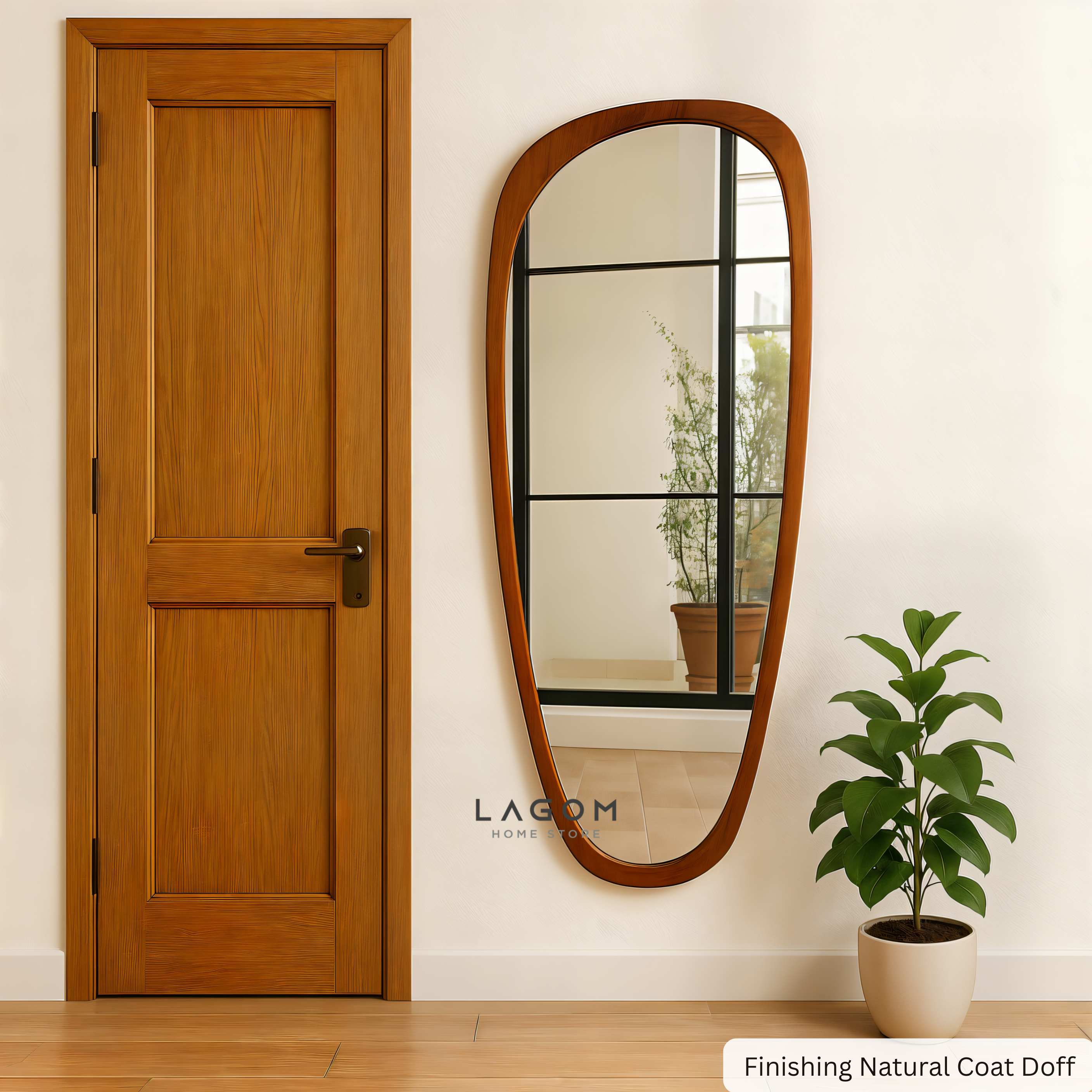 167 cm Full-Body Teak Wall Mirror
