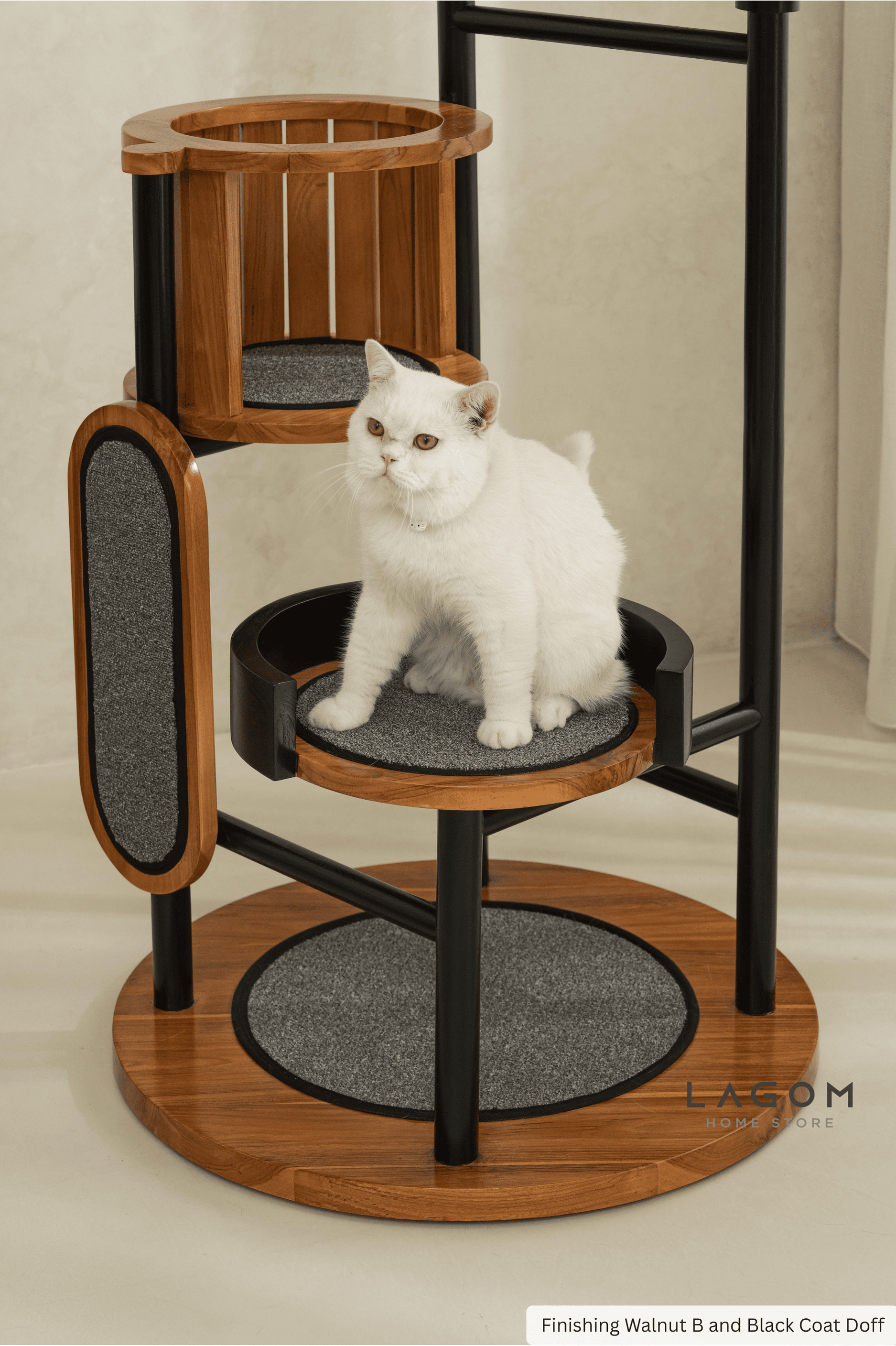 Luxury Cat Tree in Solid Teak Wood
