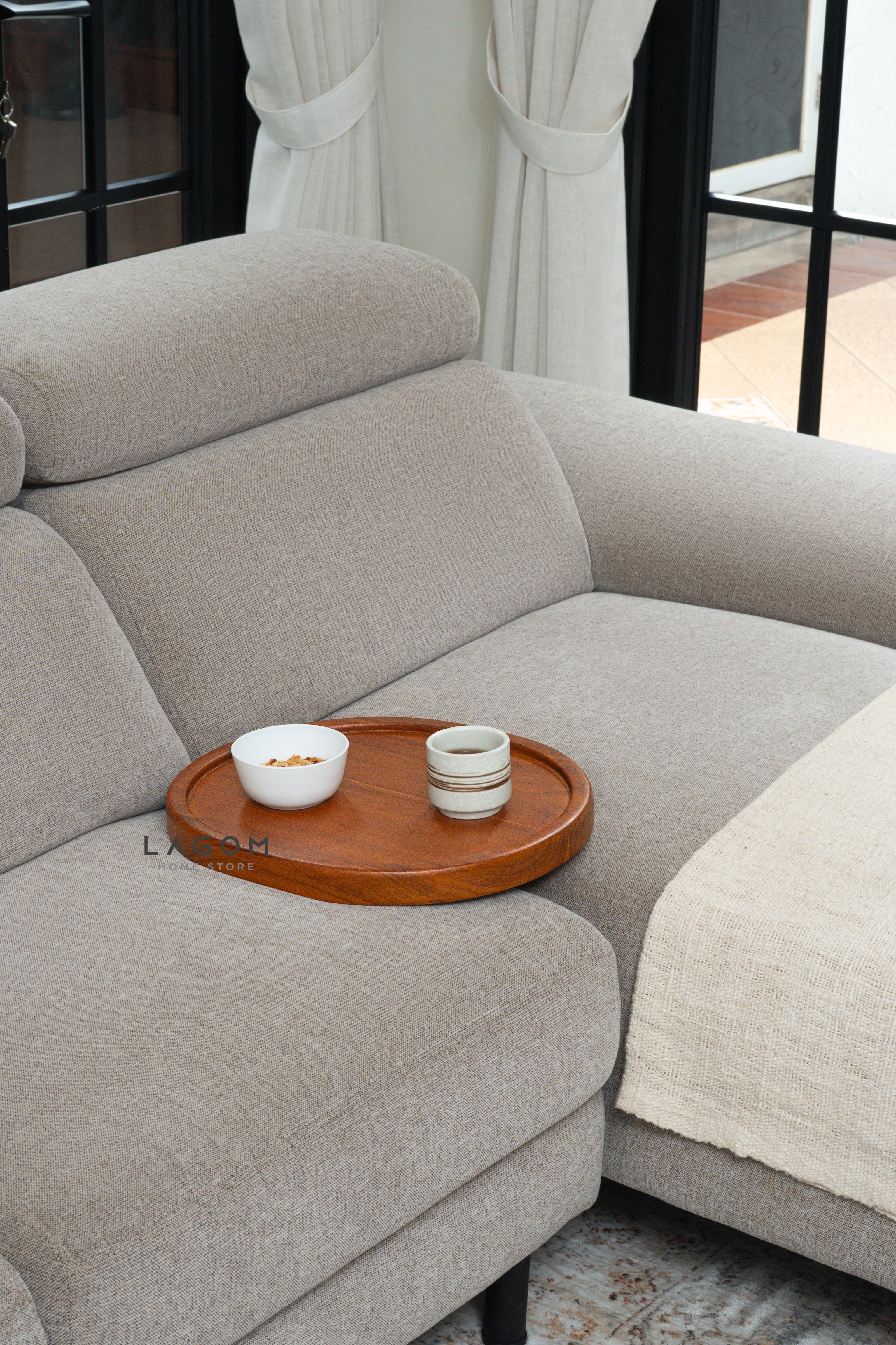 Solid Teak Sofa Tray Table