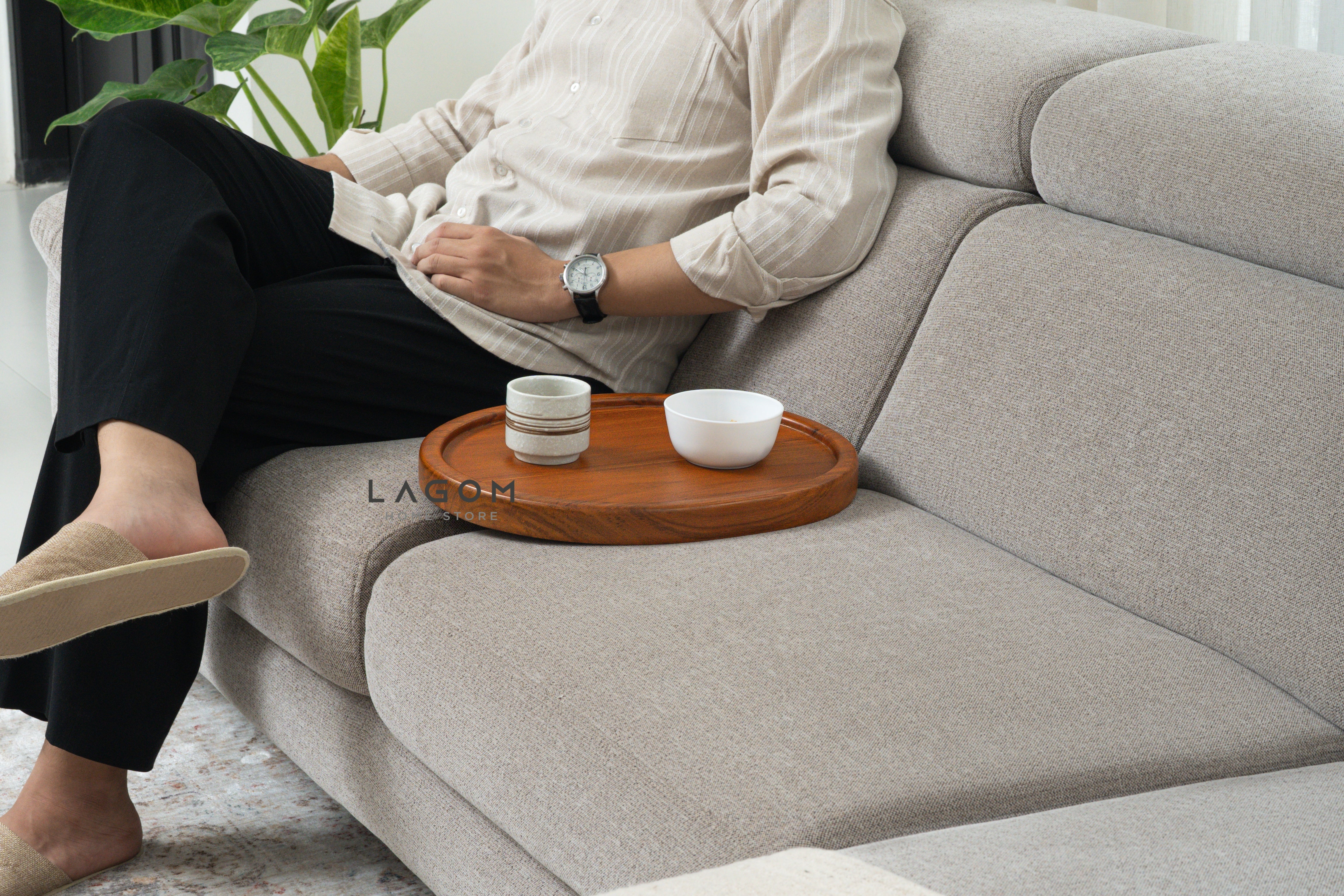 Solid Teak Sofa Tray Table