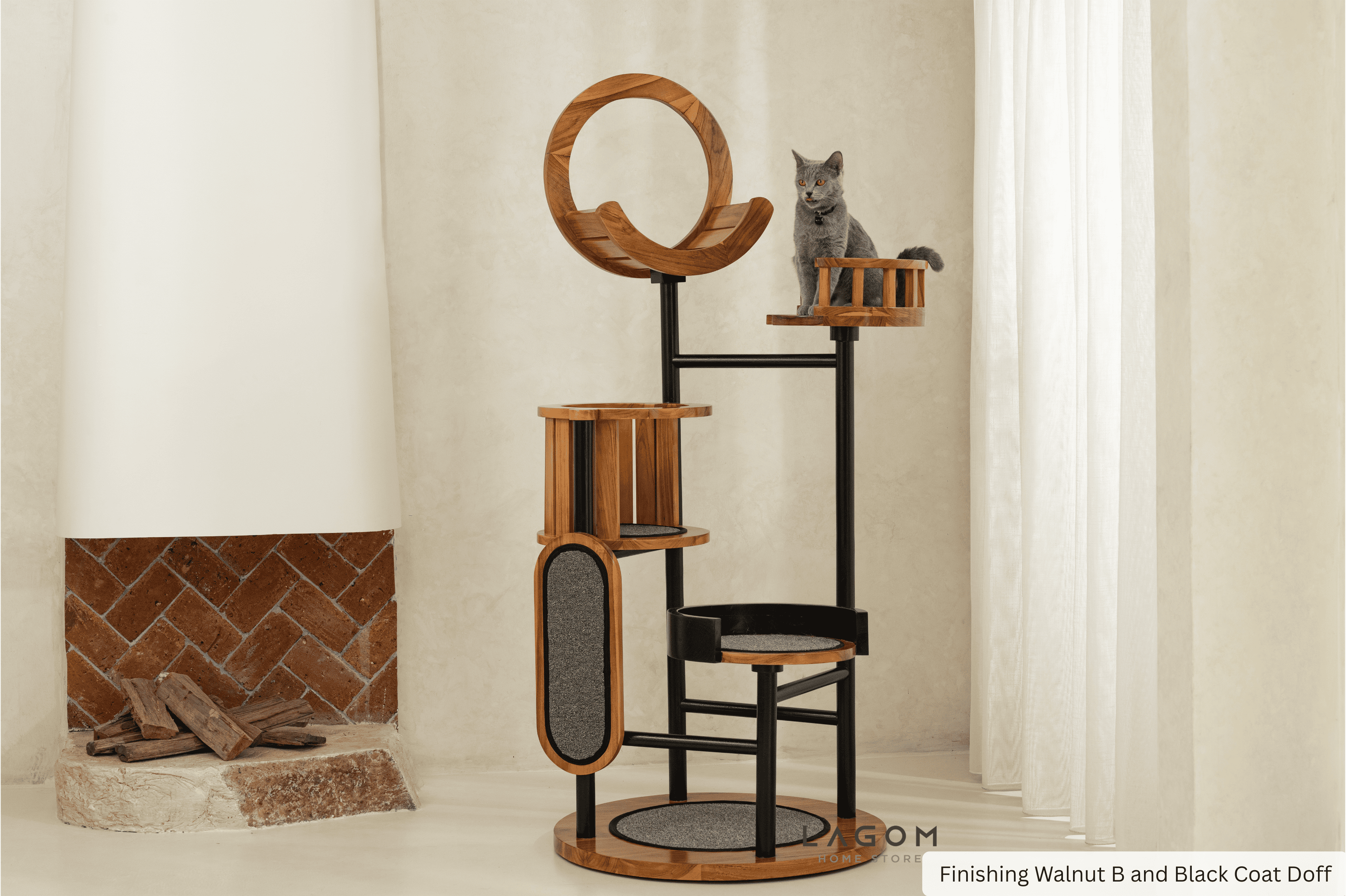 Luxury Cat Tree in Solid Teak Wood