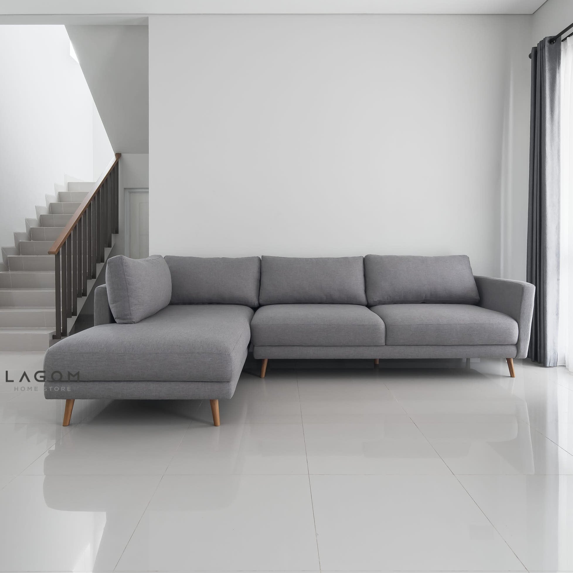 Sofa L Premium dengan Rangka Kayu Jati Solid