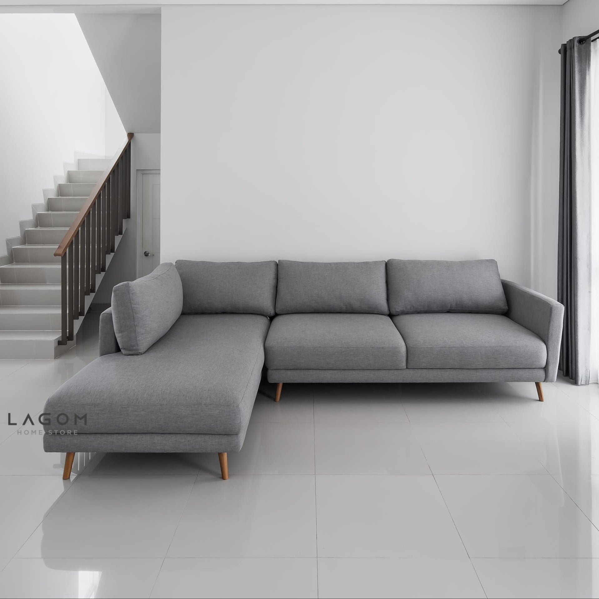 Sofa L Premium dengan Rangka Kayu Jati Solid
