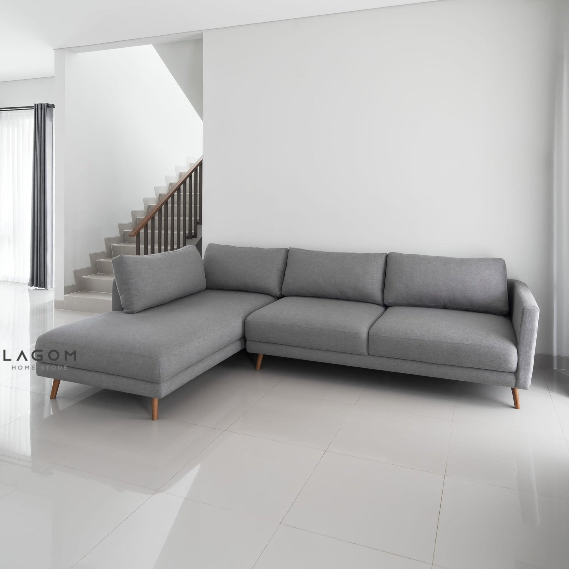 Sofa L Premium dengan Rangka Kayu Jati Solid